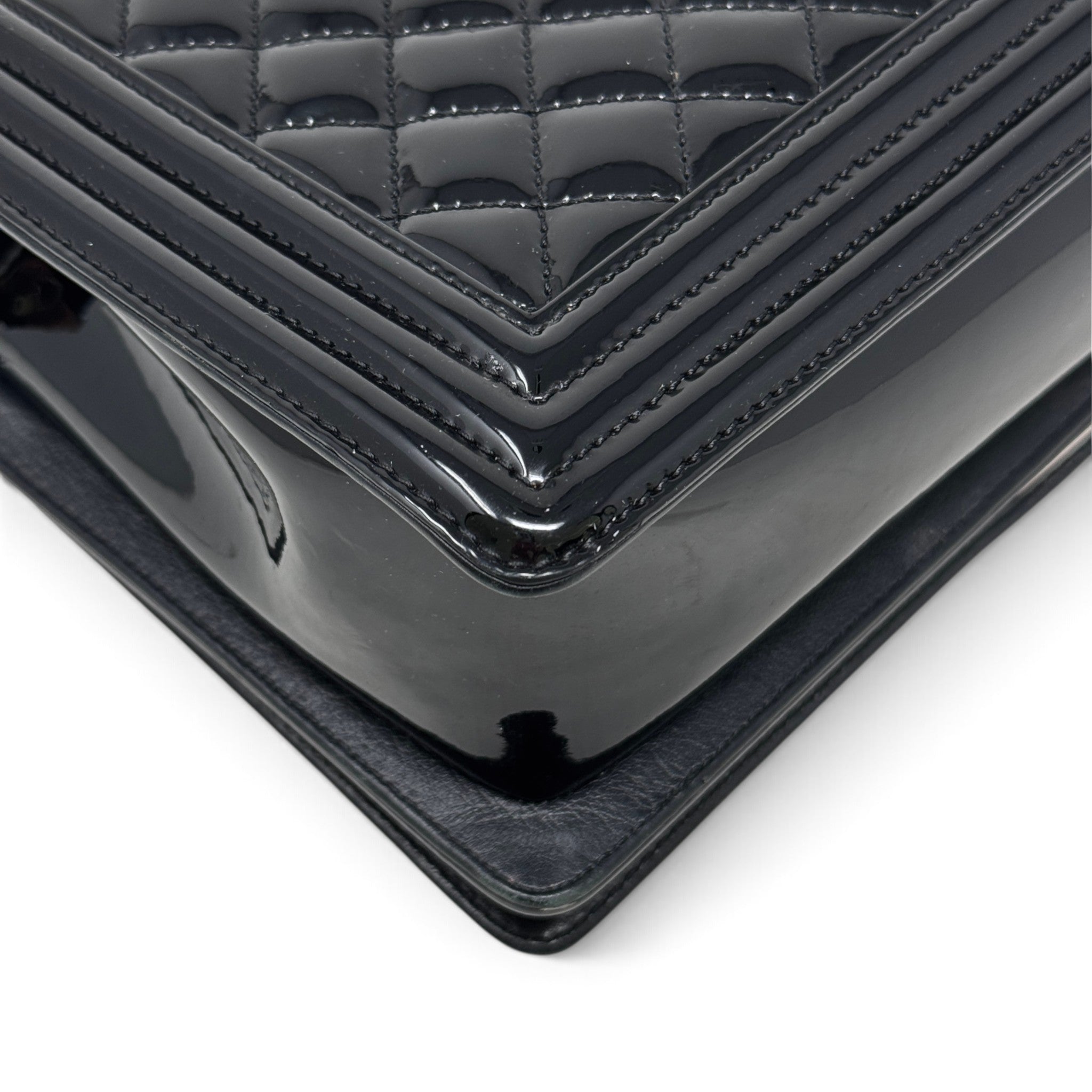 Chanel Black Patent Medium Boy Bag