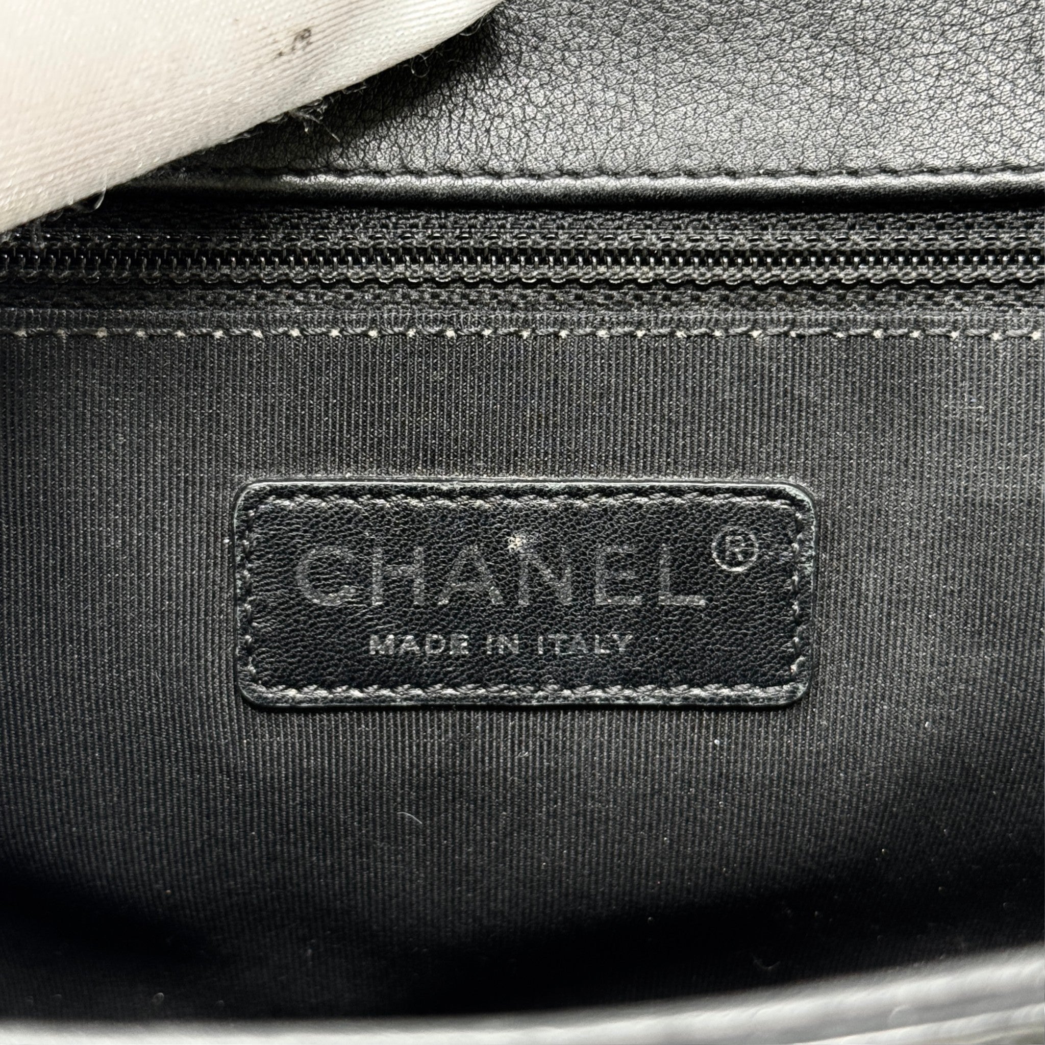 Chanel Black Patent Medium Boy Bag