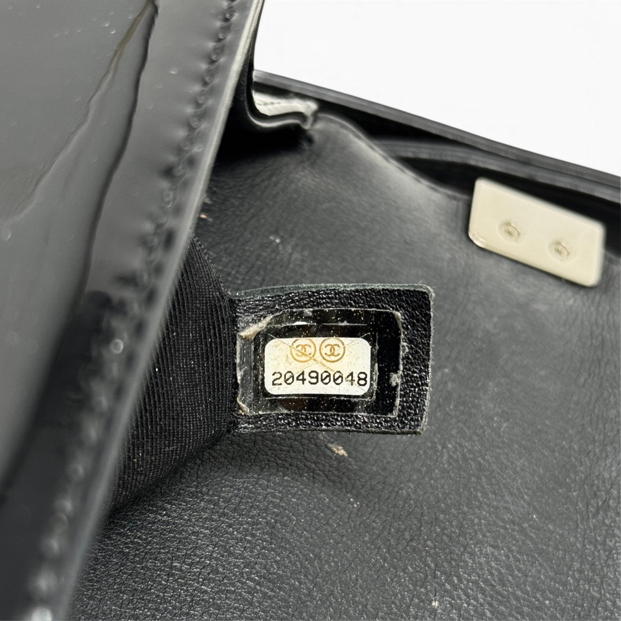 Chanel Black Patent Medium Boy Bag