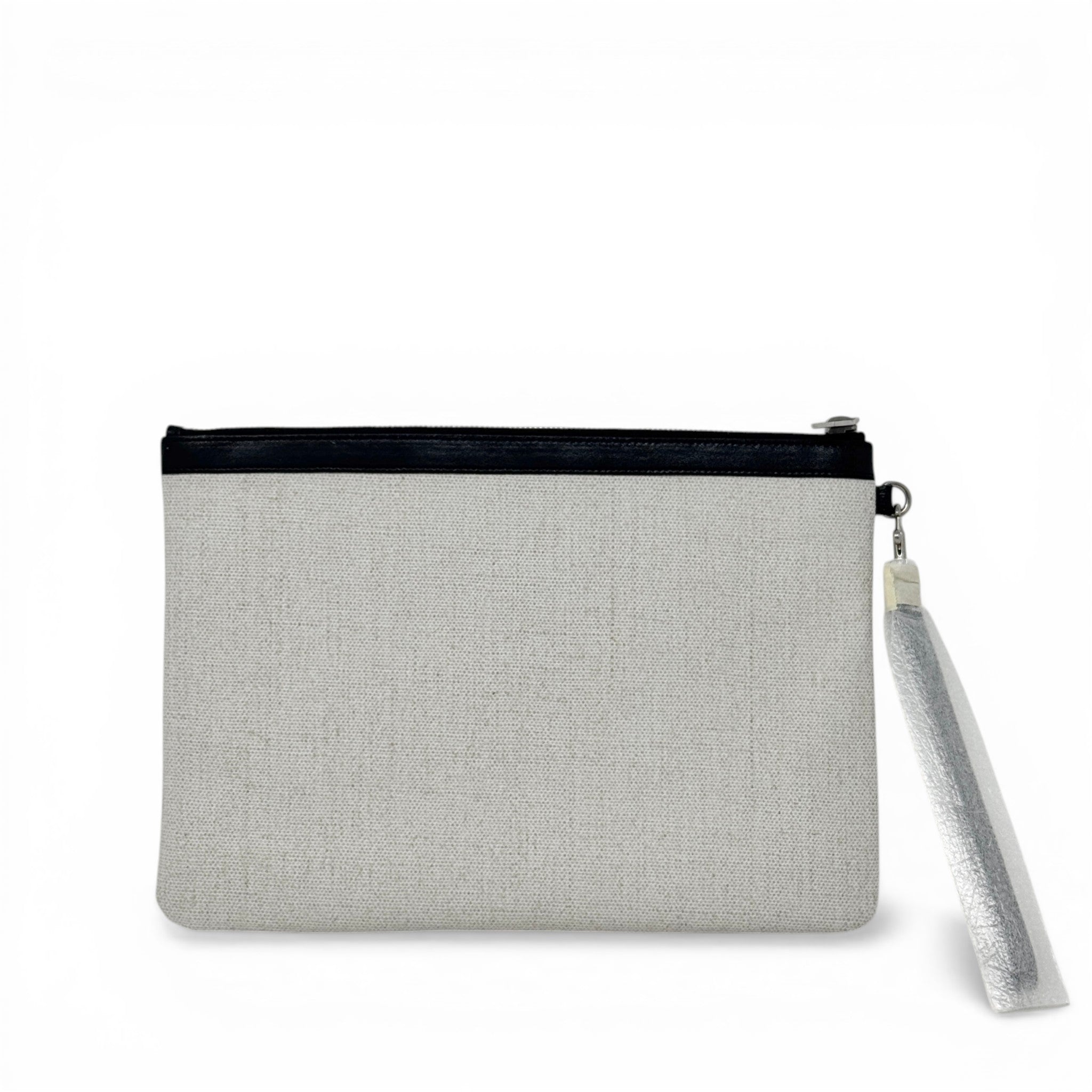 Saint Laurent Black Canvas Rive Gauche Zippered Pouch