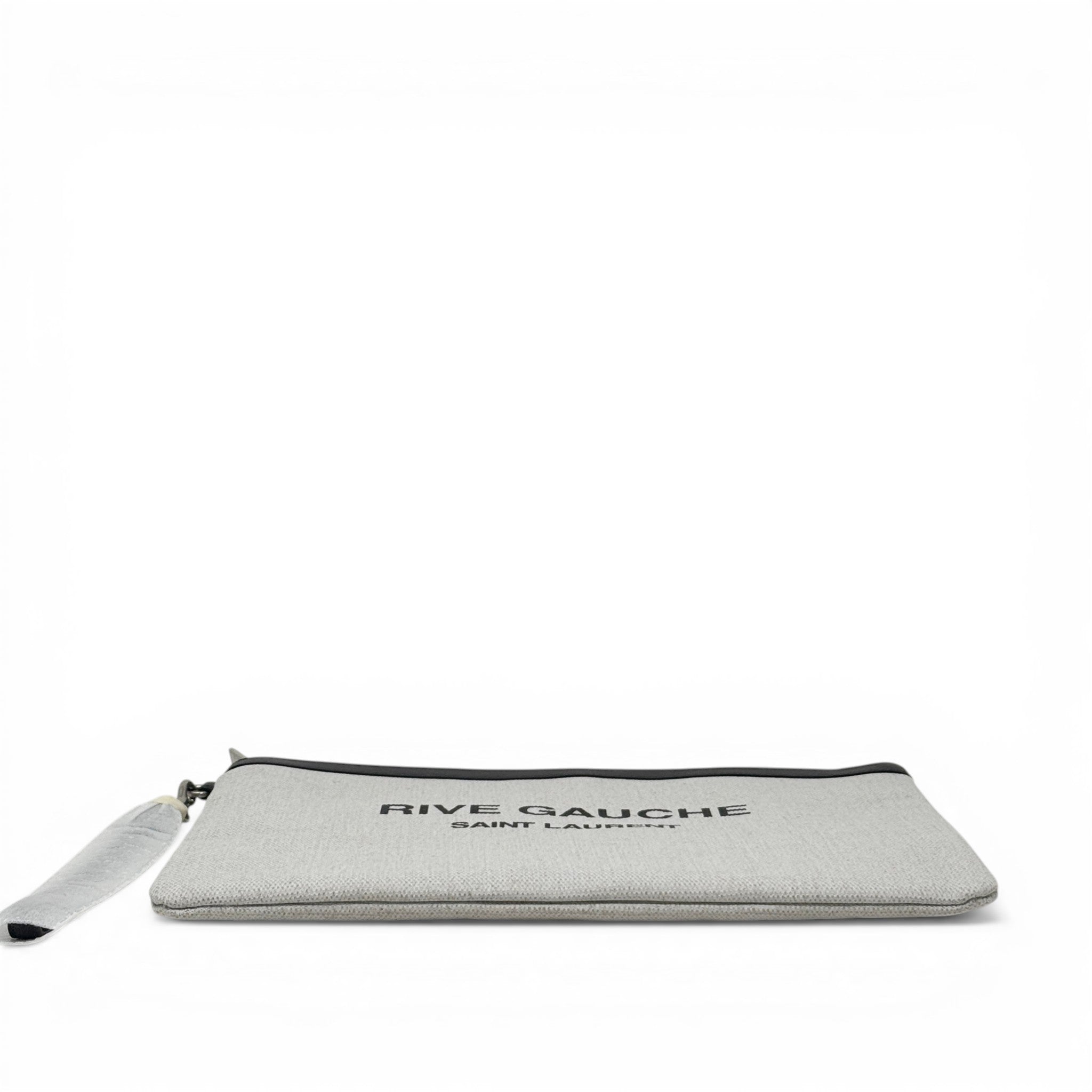 Saint Laurent Black Canvas Rive Gauche Zippered Pouch
