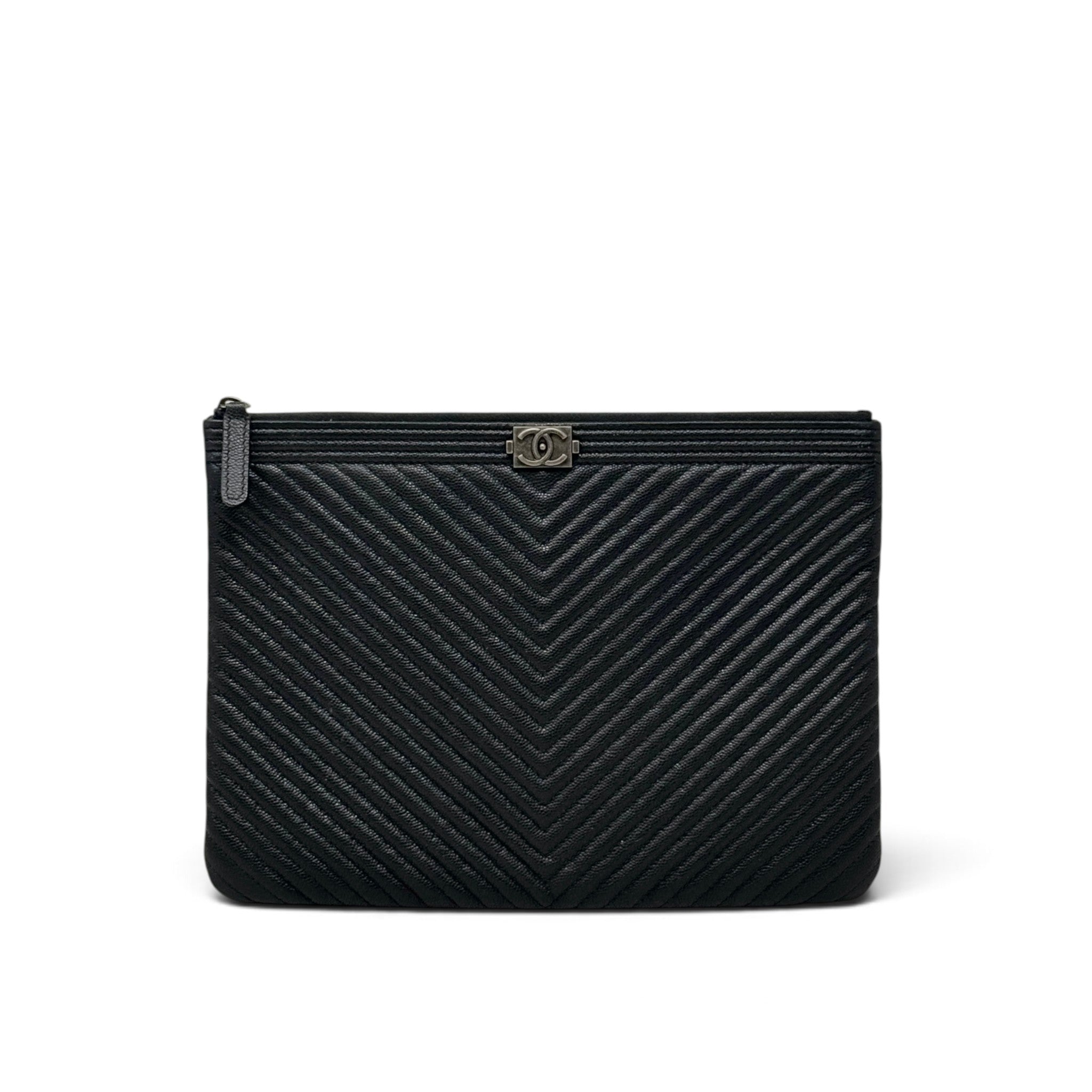 Chanel Black Medium Boy O-Case Pouch