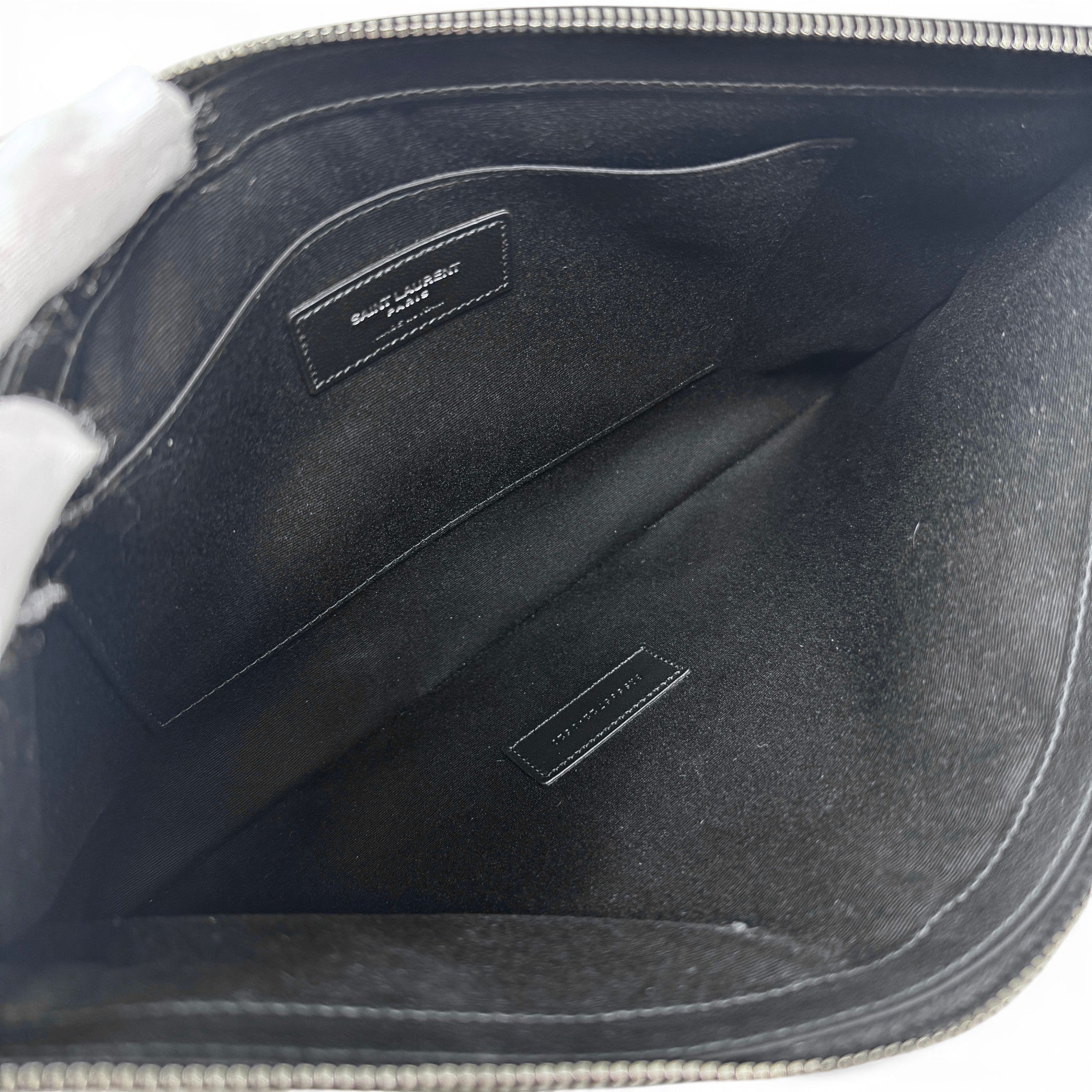 Saint Laurent Black Canvas Rive Gauche Zippered Pouch