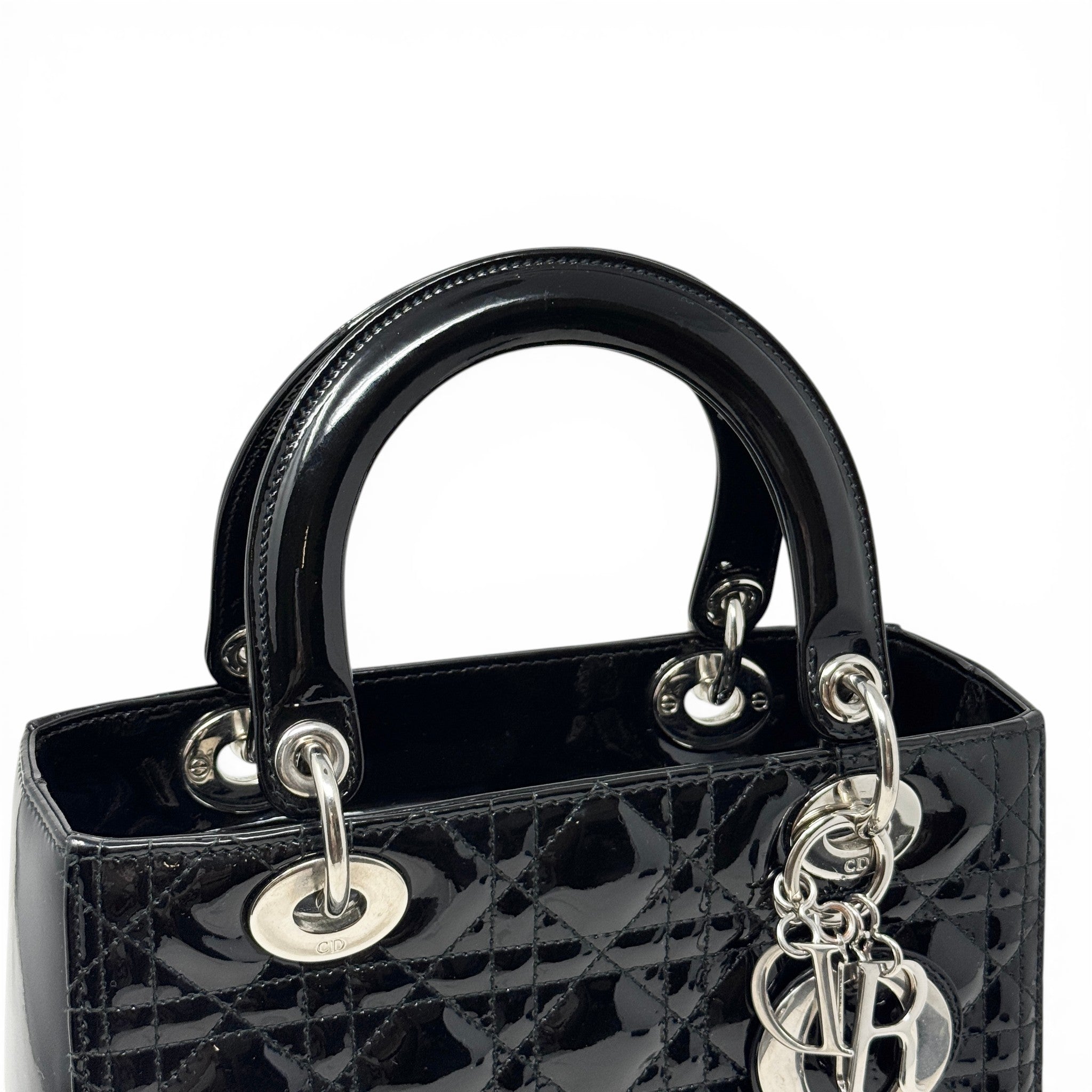 Dior Black Patent Medium Lady Dior