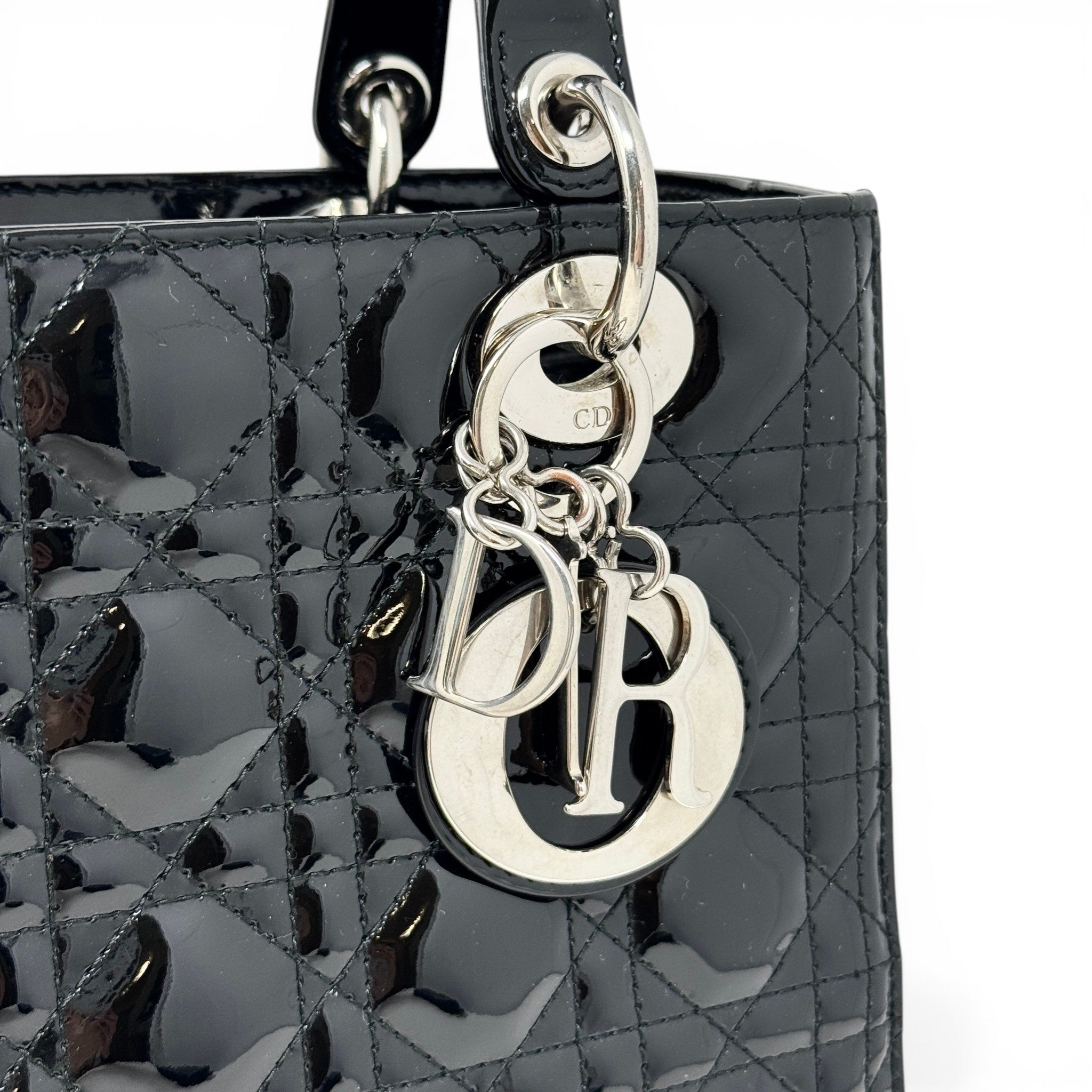 Dior Black Patent Medium Lady Dior