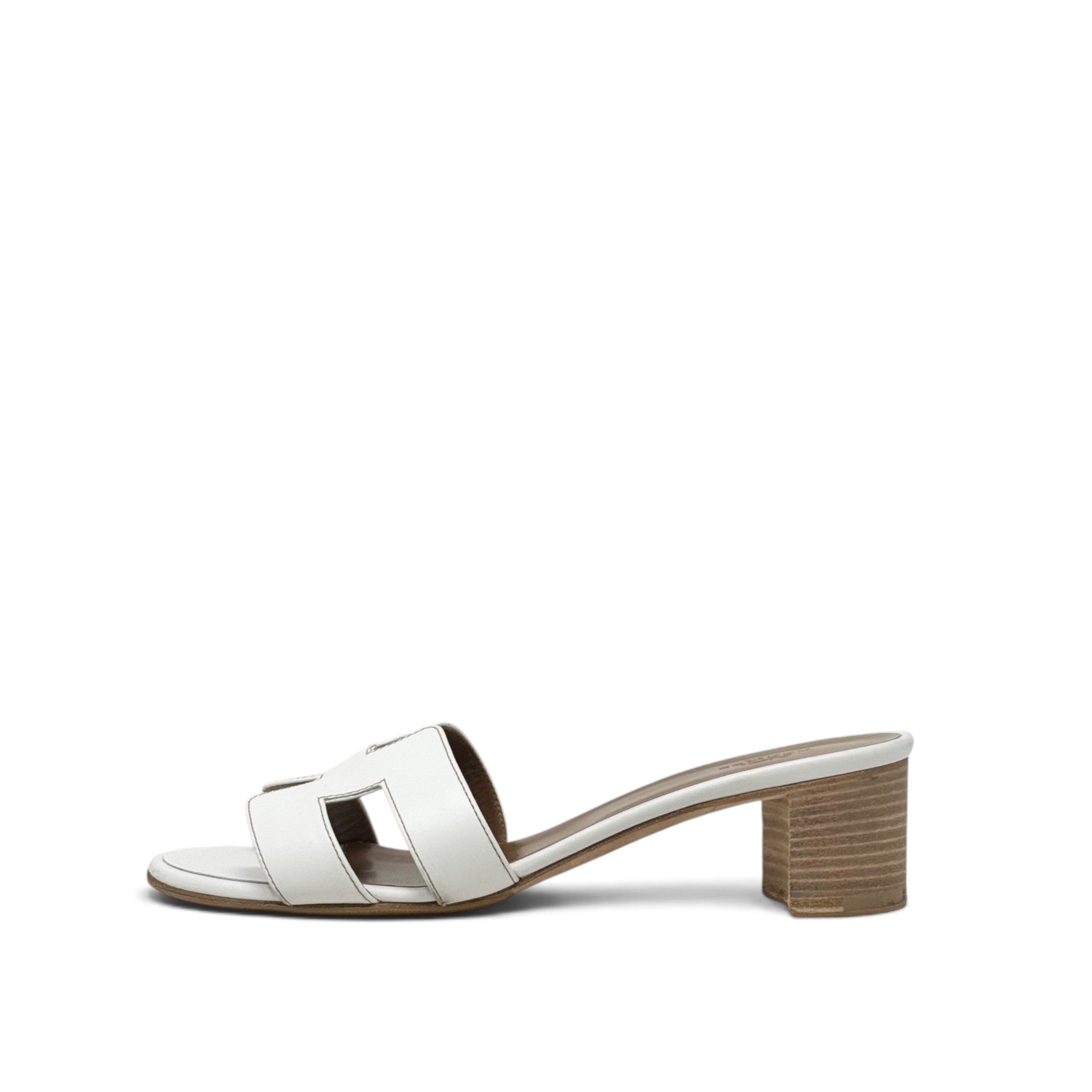 Hermes Blanc Swift Oasis Sandals 37.5