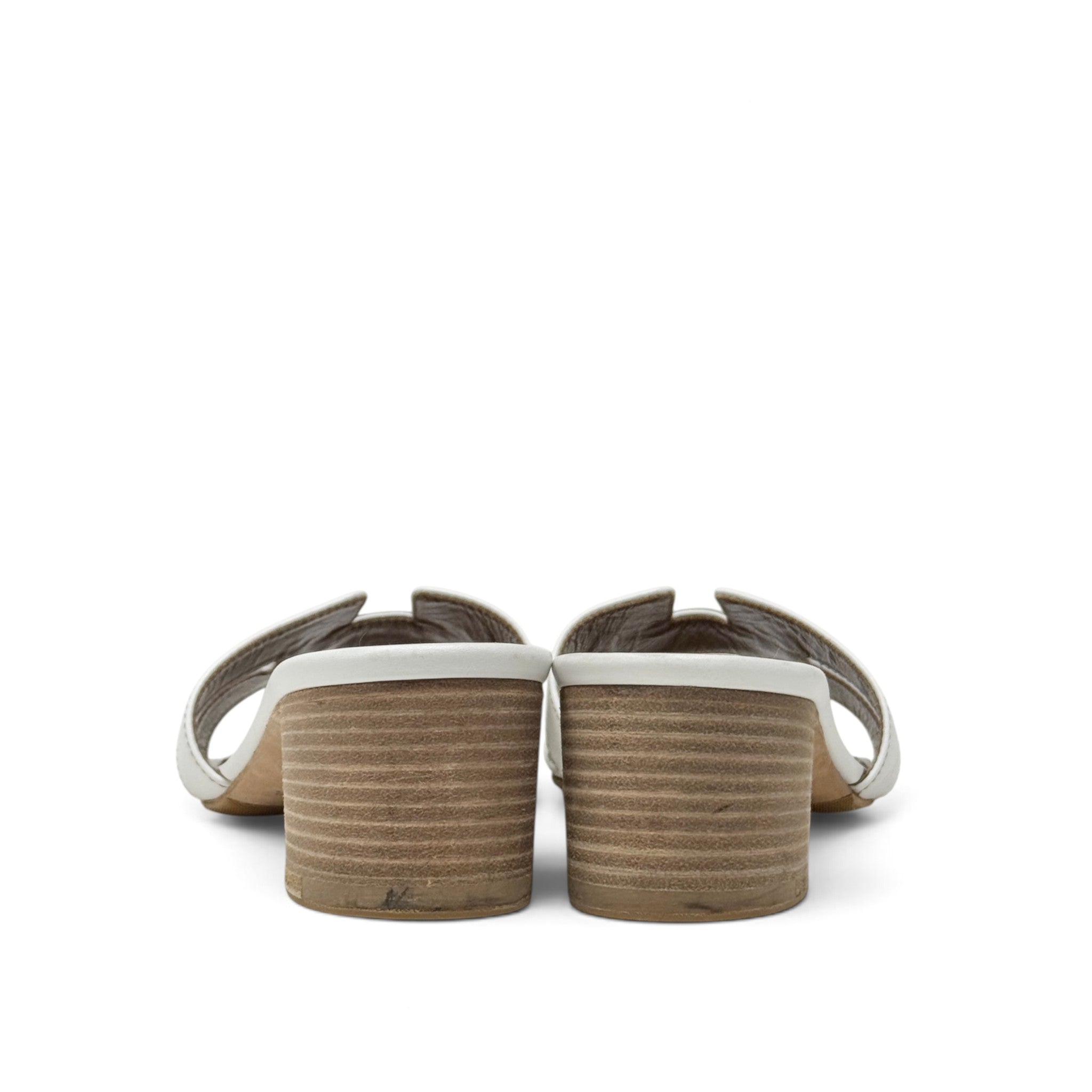Hermes Blanc Swift Oasis Sandals 37.5