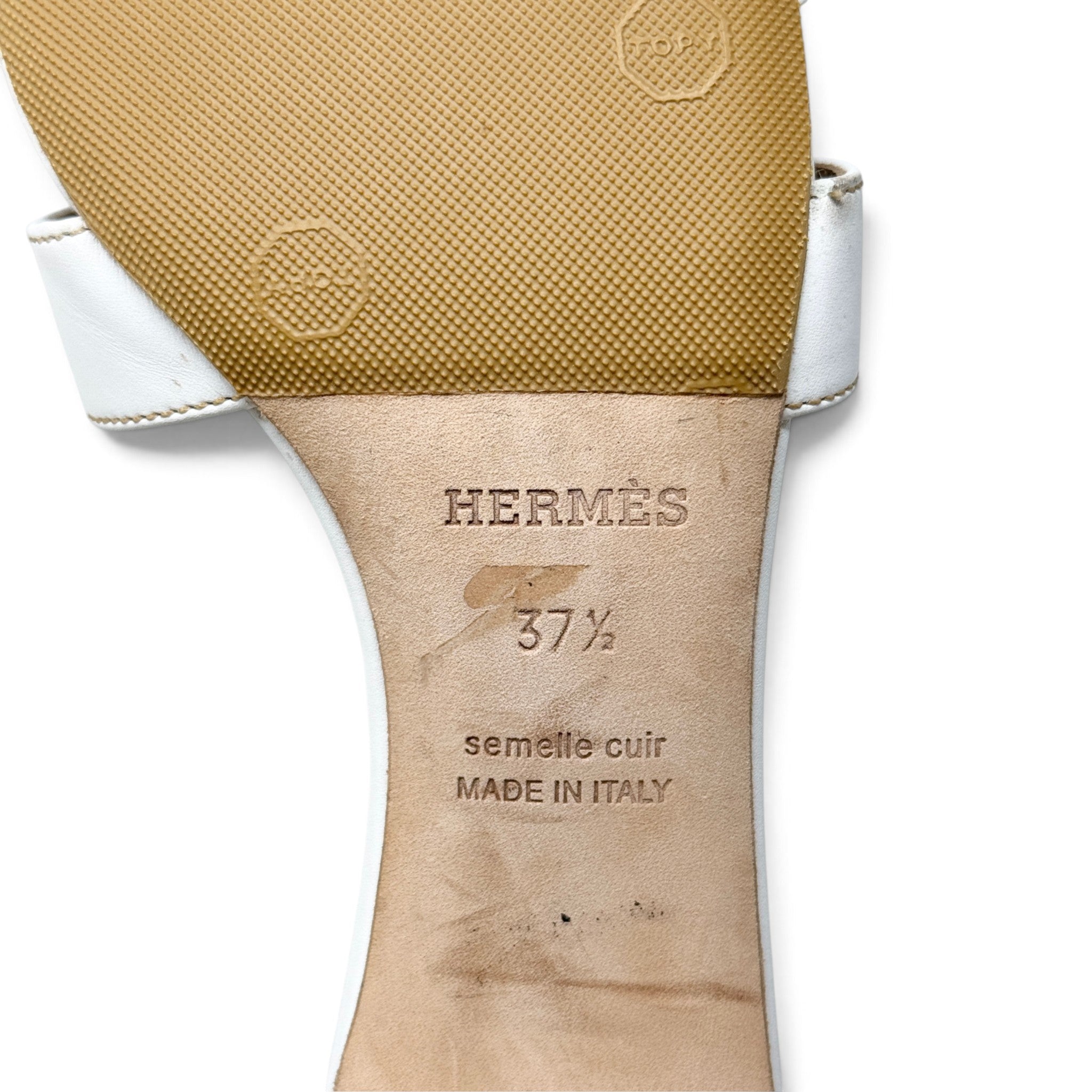 Hermes Blanc Swift Oasis Sandals 37.5