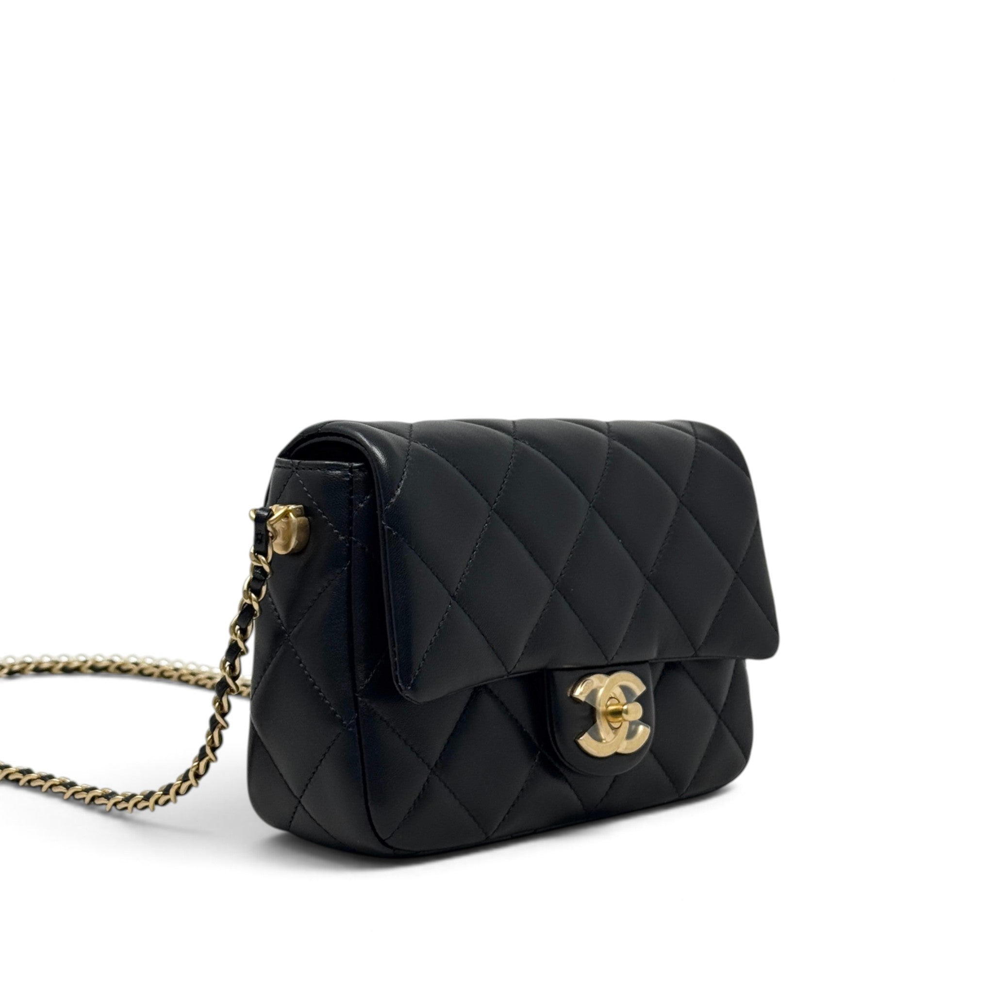 Chanel Black Pearl Twist Mini Square Flap