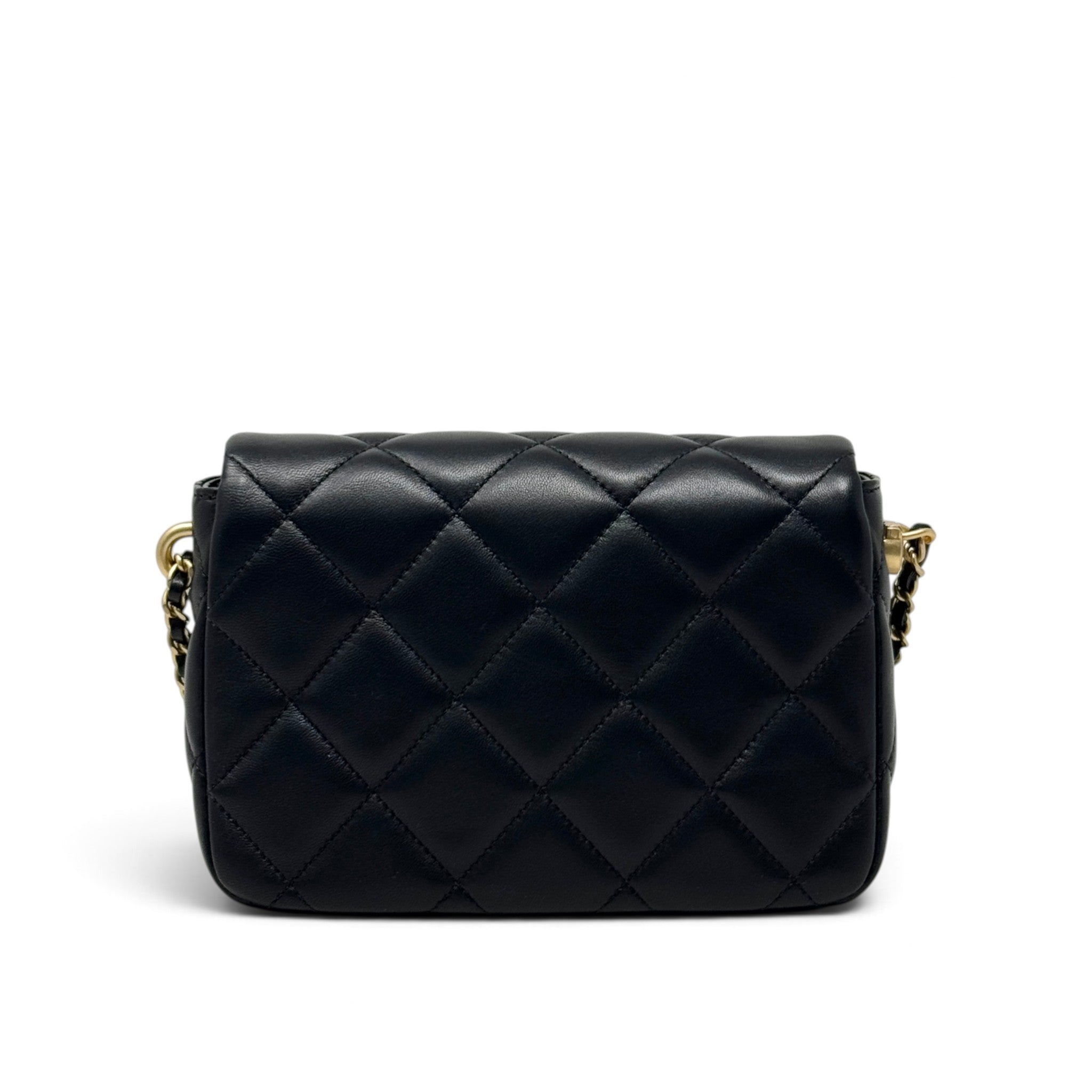 Chanel Black Pearl Twist Mini Square Flap