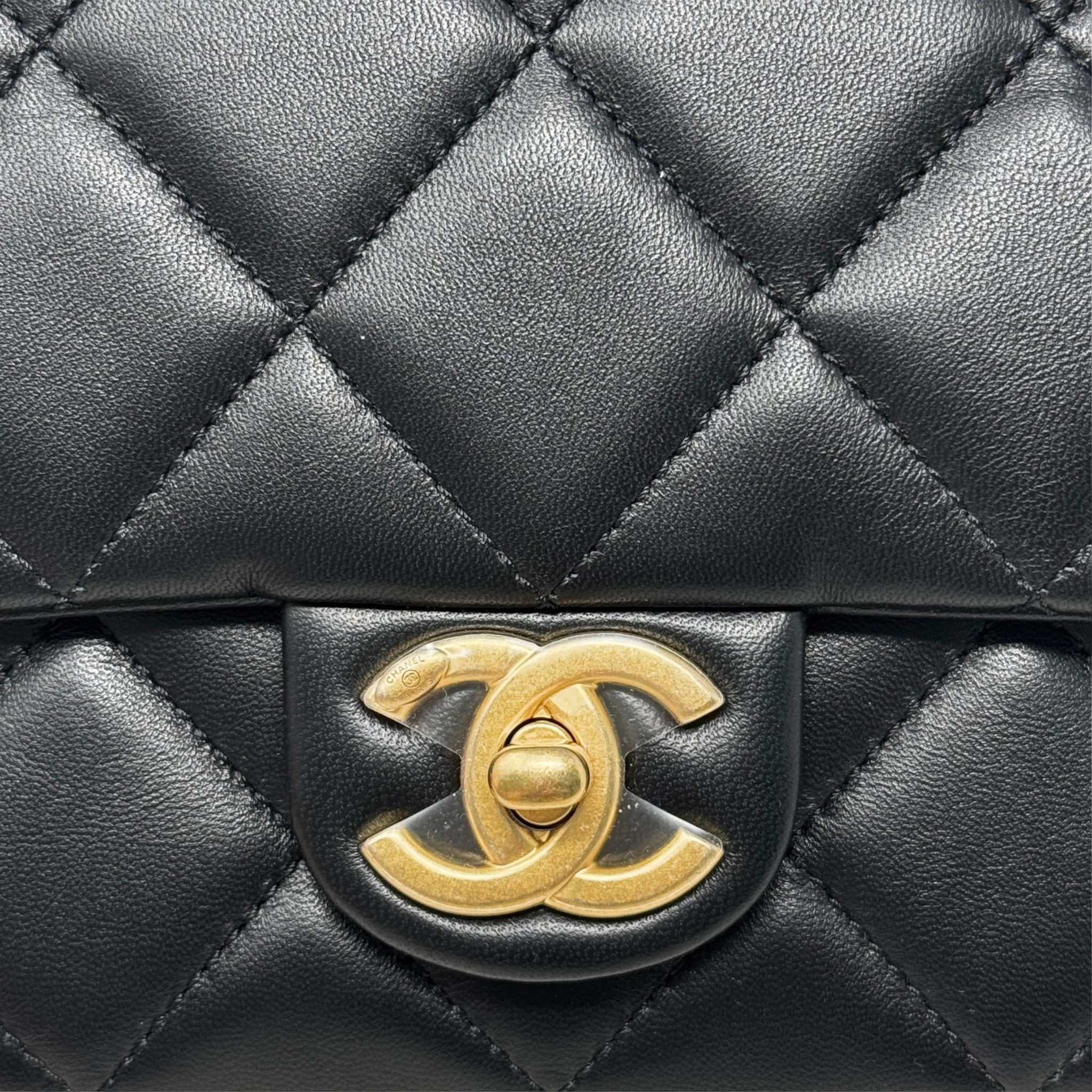 Chanel Black Pearl Twist Mini Square Flap