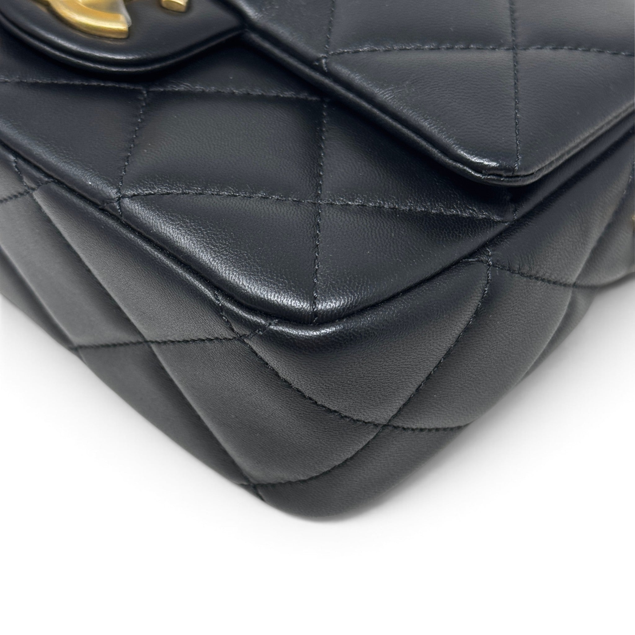 Chanel Black Pearl Twist Mini Square Flap