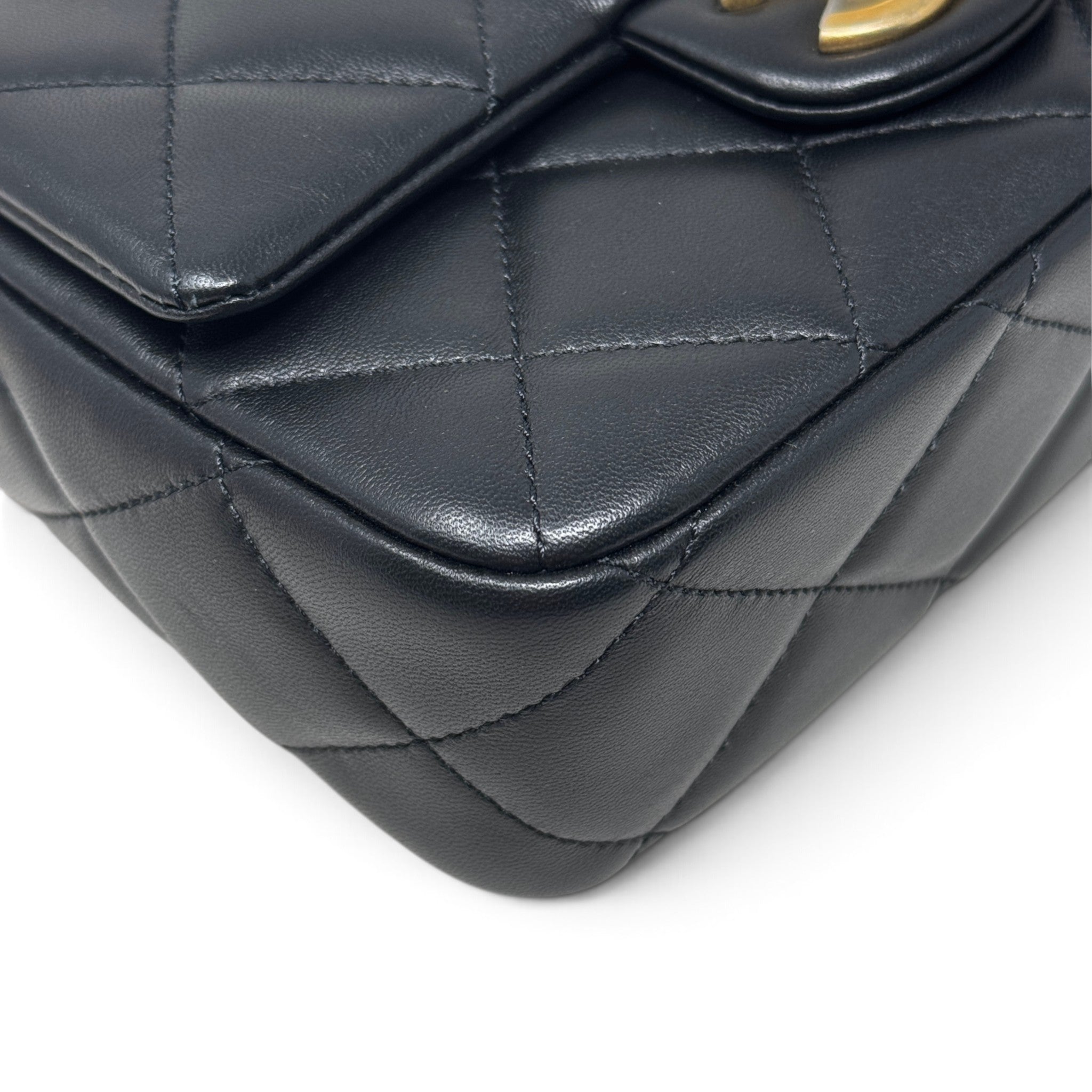 Chanel Black Pearl Twist Mini Square Flap