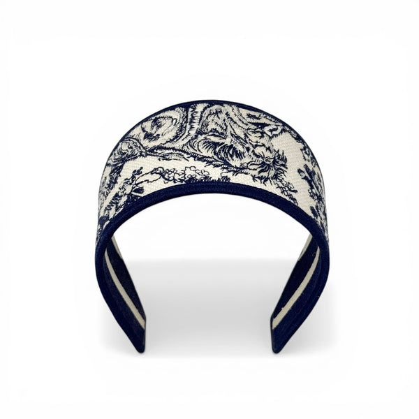 Dior ヘアバンド ネイビー/ベージュ ロゴ入り Dior Blue Toile de Jouy Headband | Jadore Couture