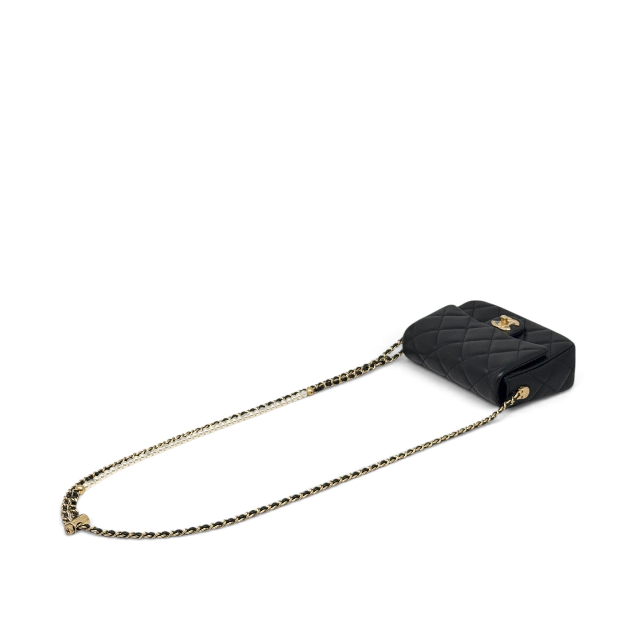 Chanel Black Pearl Twist Mini Square Flap