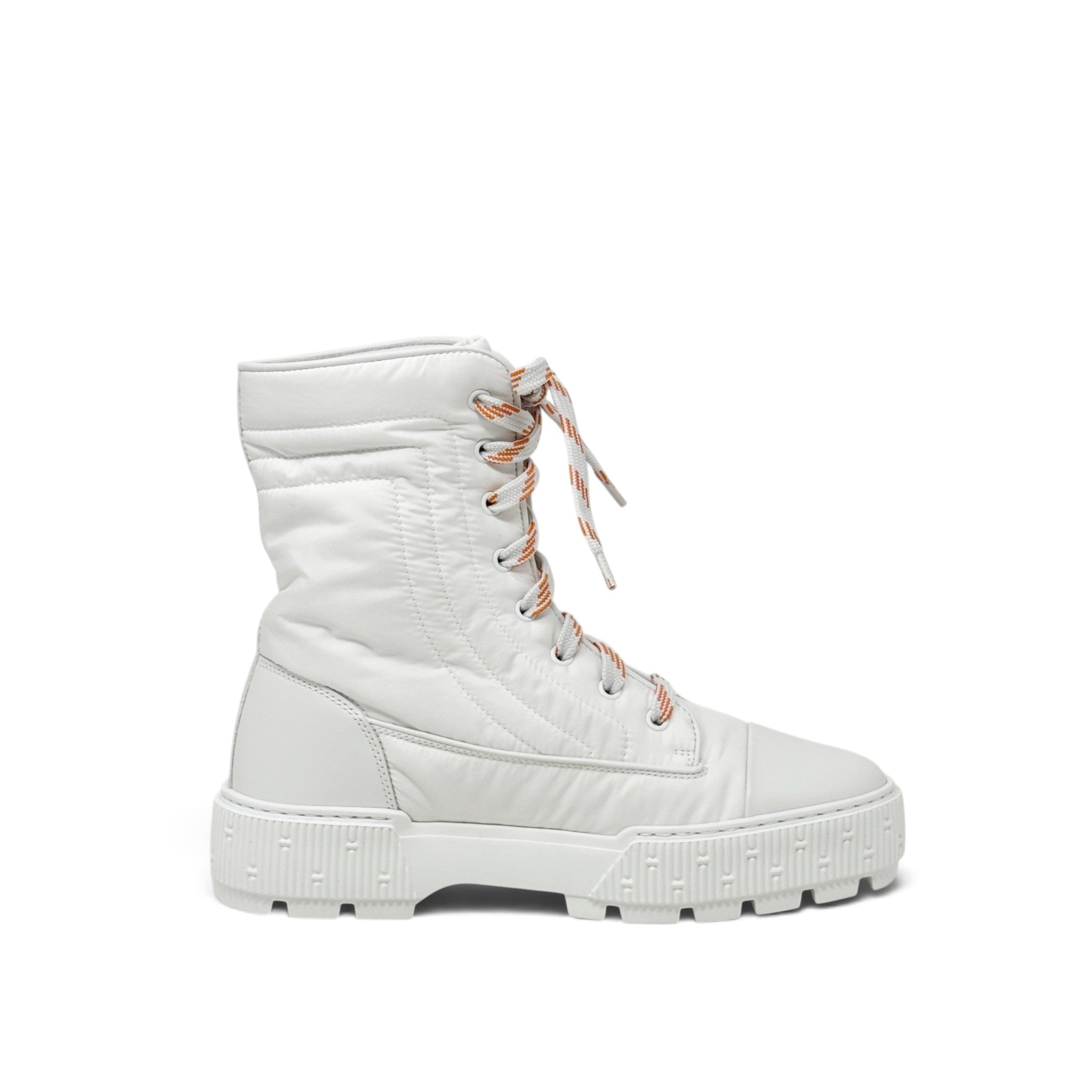 Hermes Blanc Parachute Ankle Boots 39