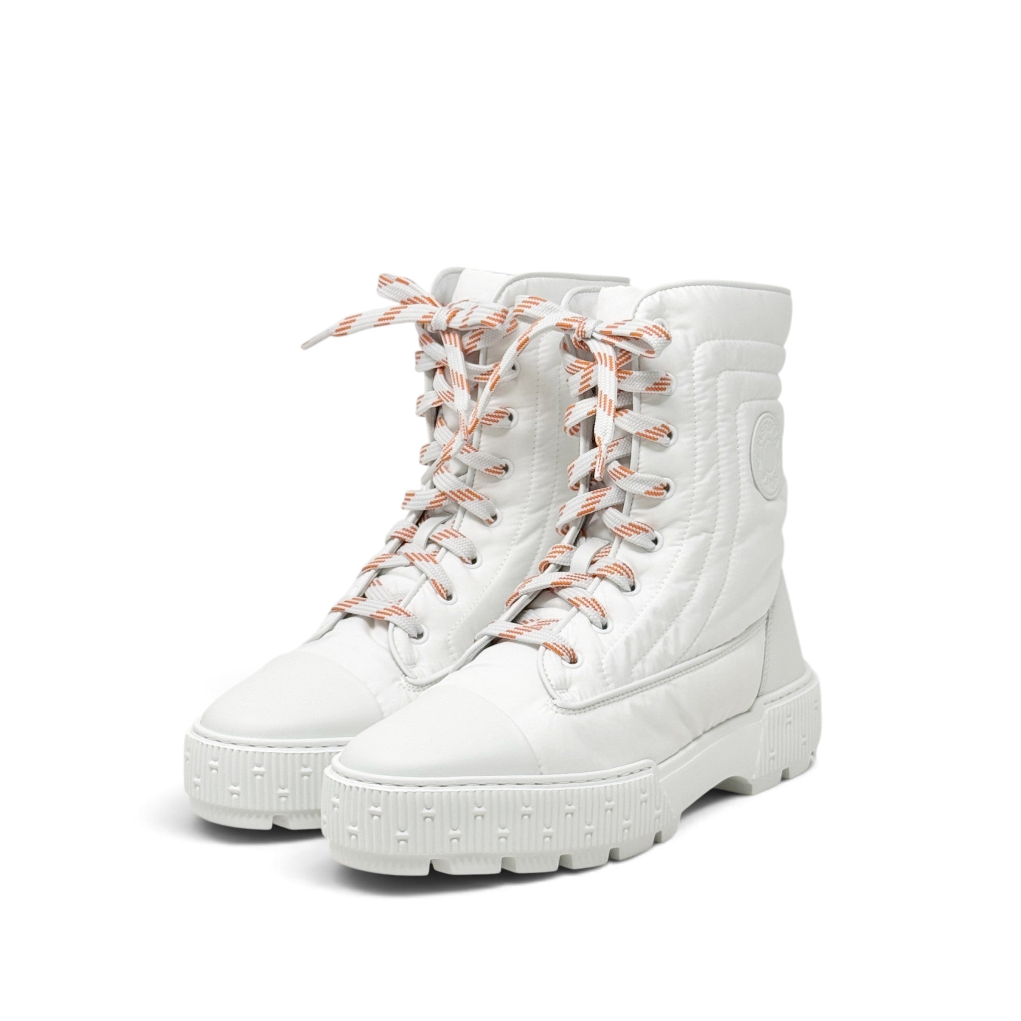 Hermes Blanc Parachute Ankle Boots 39