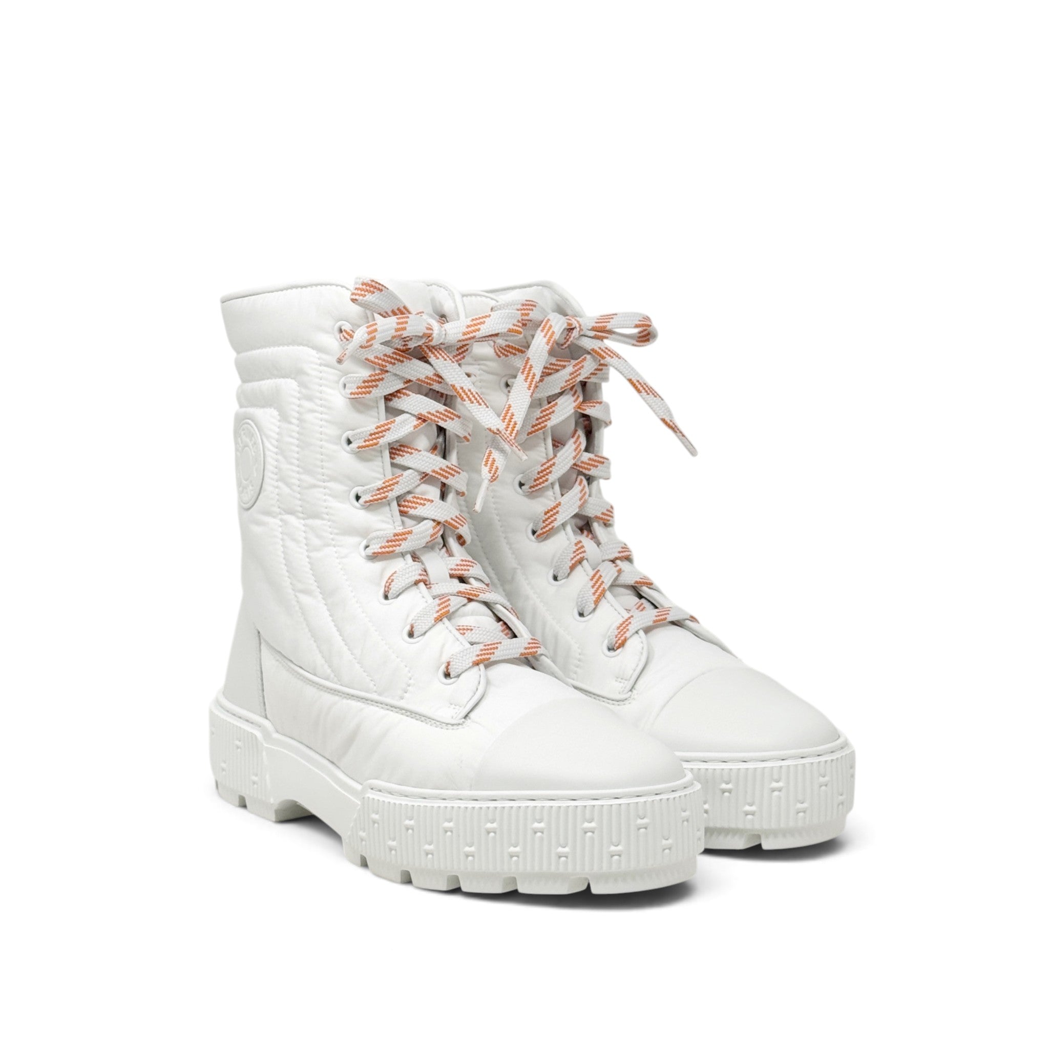 Hermes Blanc Parachute Ankle Boots 39
