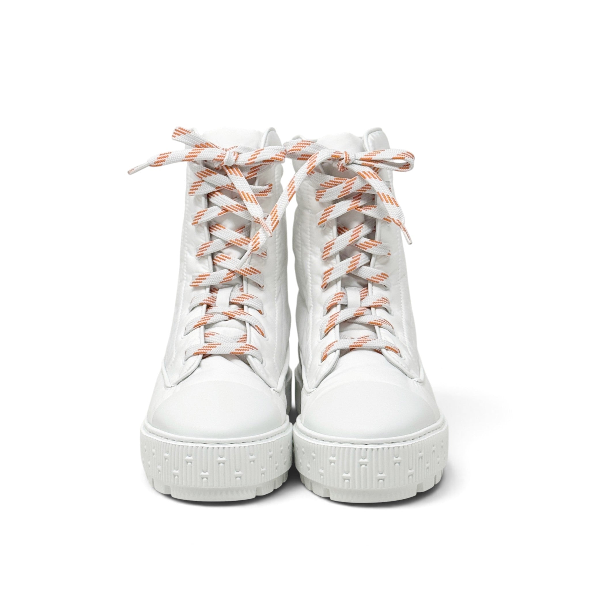 Hermes Blanc Parachute Ankle Boots 39