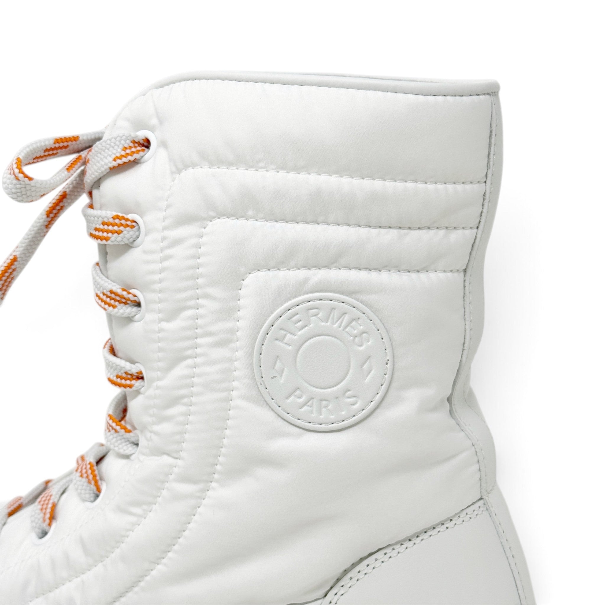 Hermes Blanc Parachute Ankle Boots 39