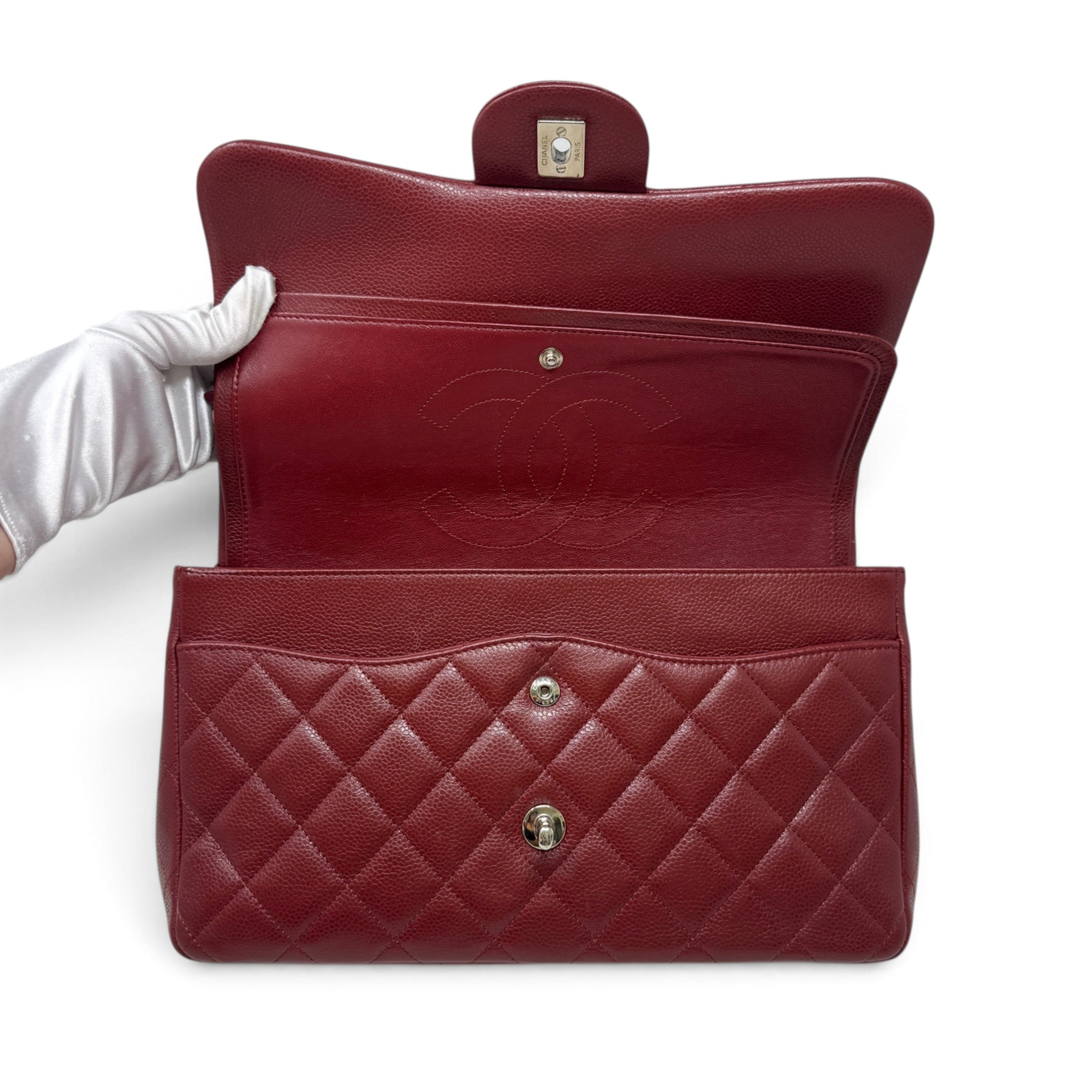 Chanel Red Caviar Jumbo Classic Flap