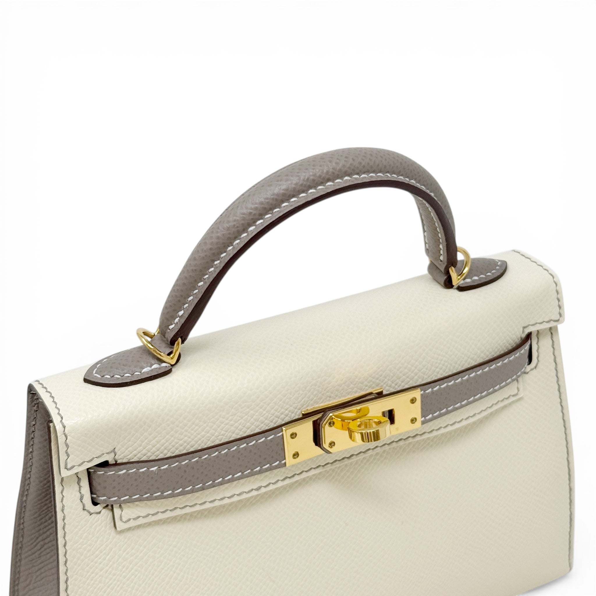 Hermes Nata/Gris Ashphlat Epsom Mini Kelly
