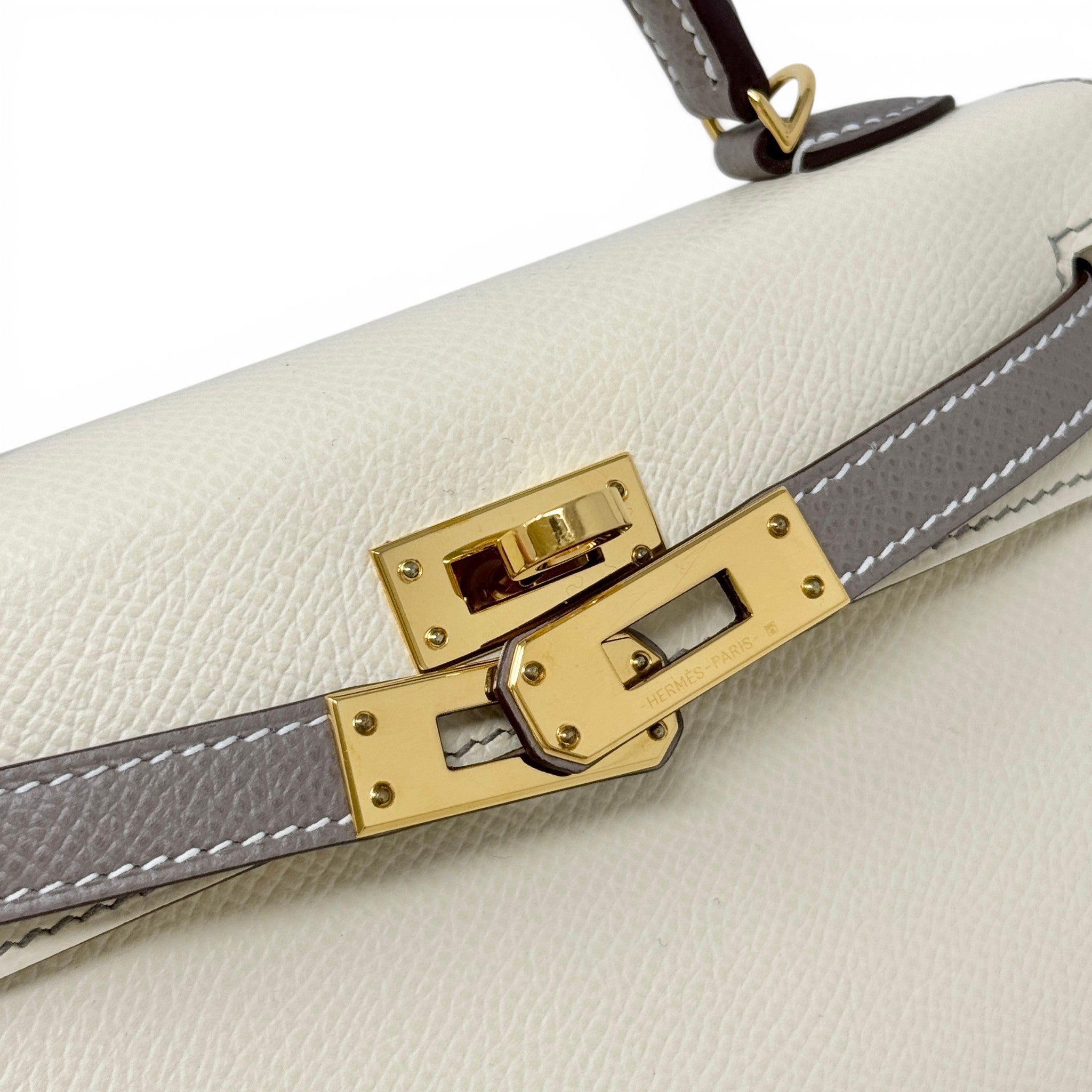 Hermes Nata/Gris Ashphlat Epsom Mini Kelly