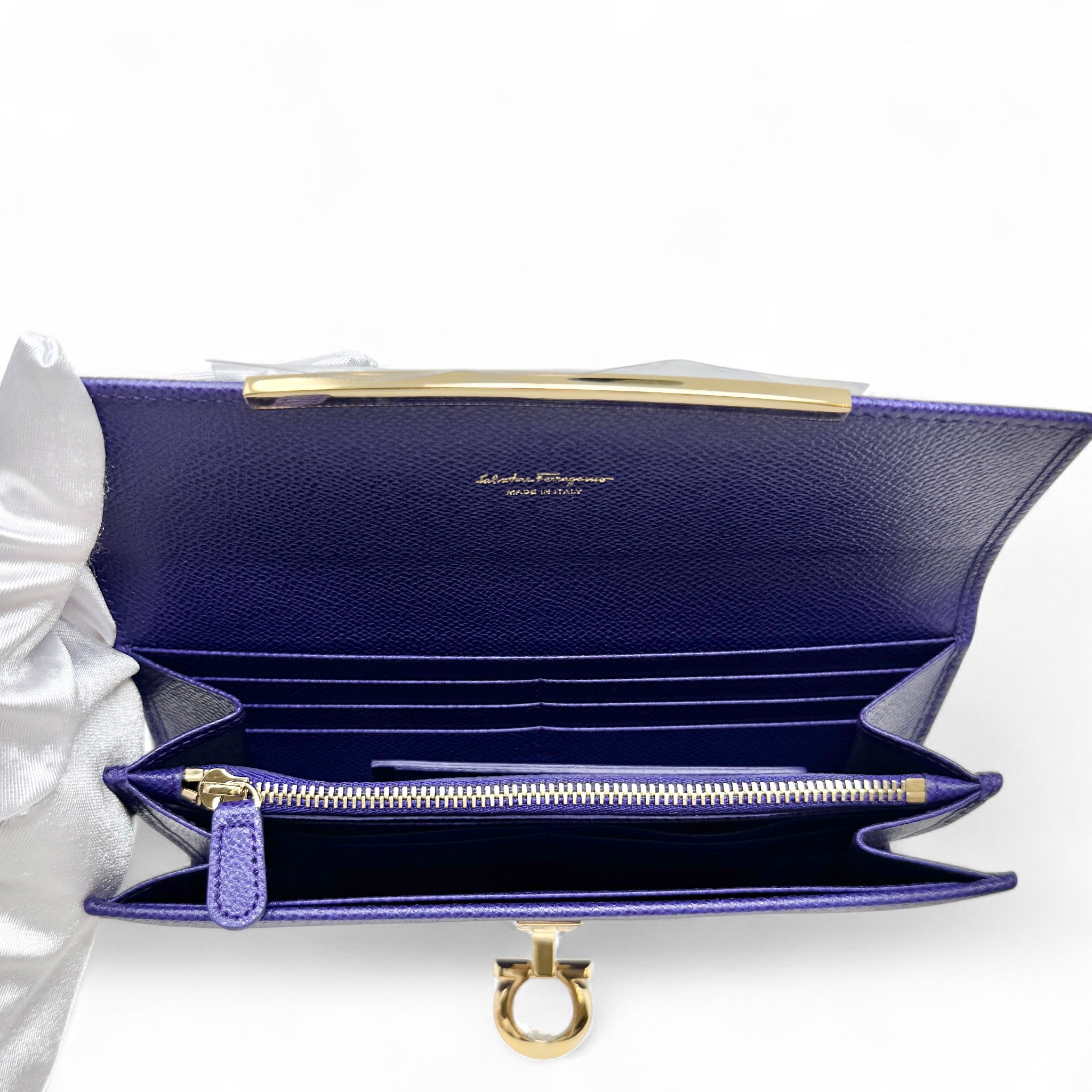 Ferragamo Purple Gancini Continental Wallet