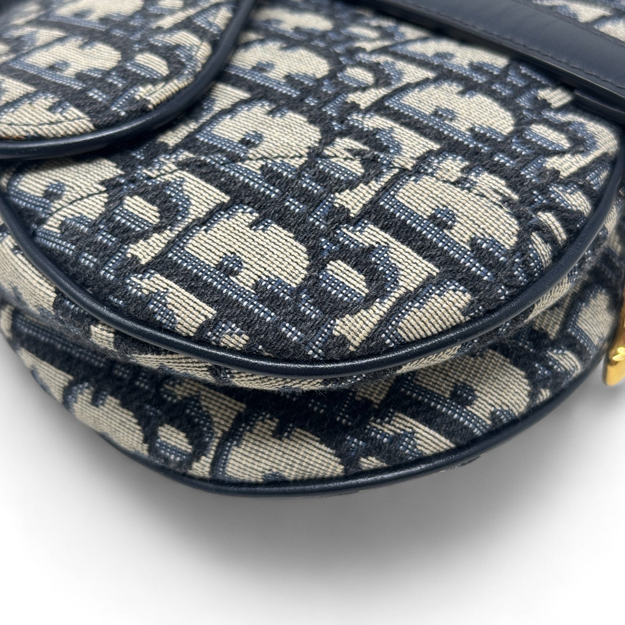 Dior Blue Oblique Mini Saddle Bag With Strap