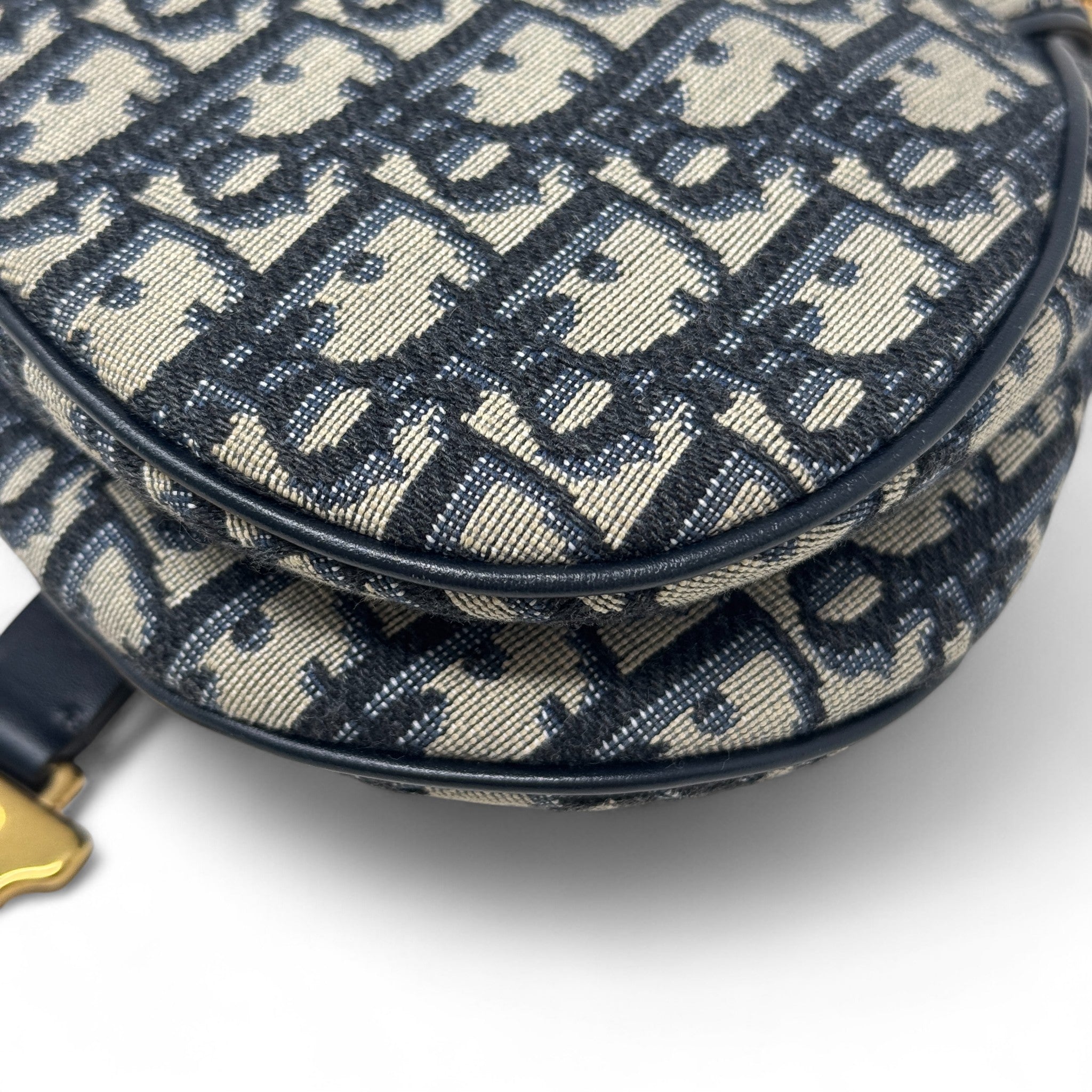 Dior Blue Oblique Mini Saddle Bag With Strap