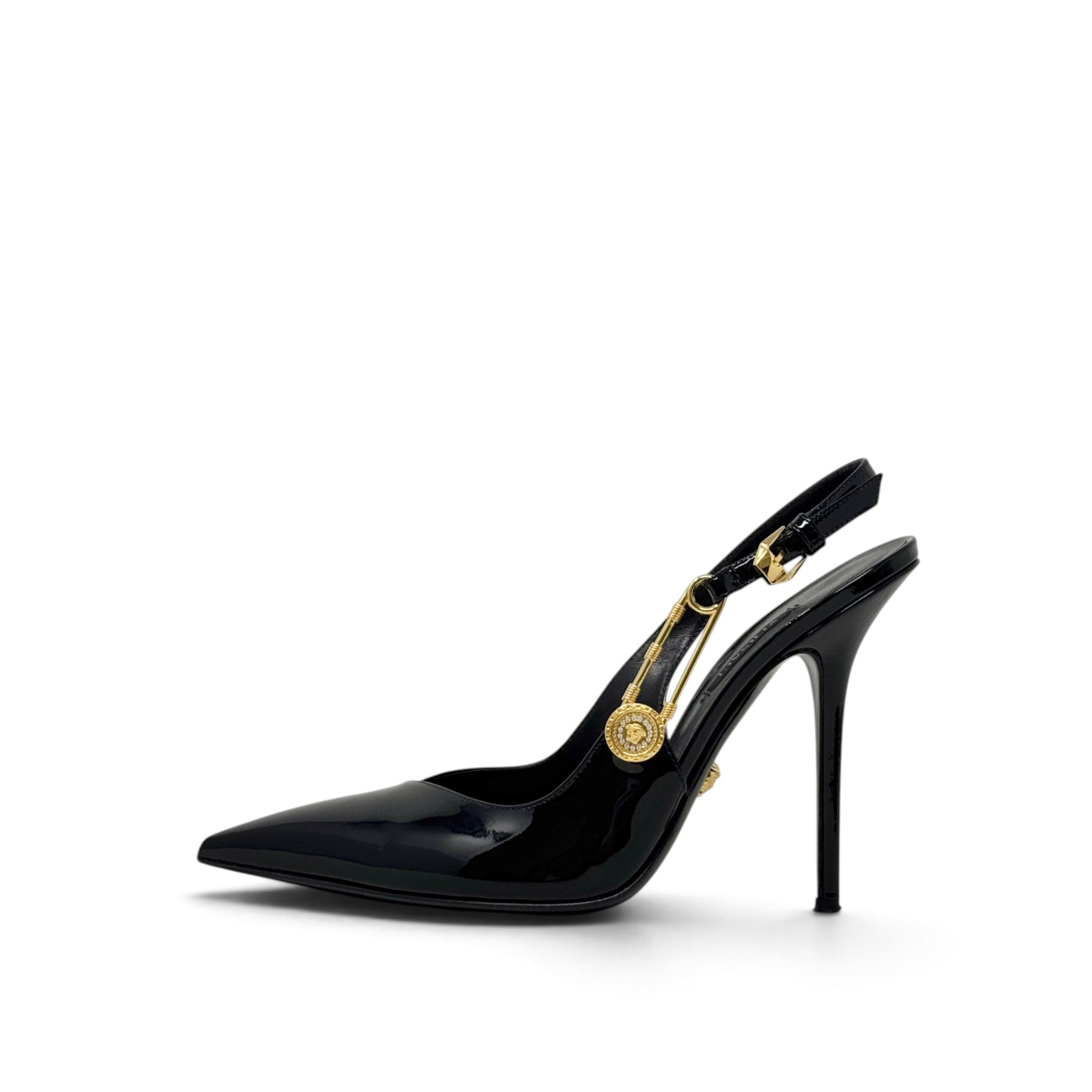 Versace Black Safety Pin Pumps 39