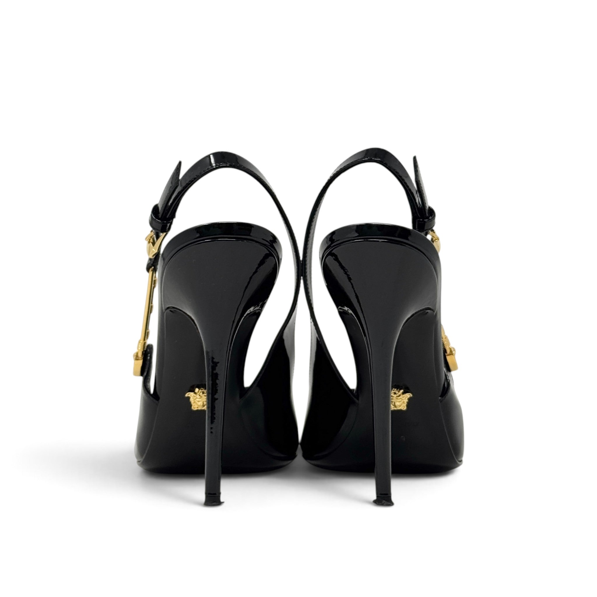 Versace Black Safety Pin Pumps 39