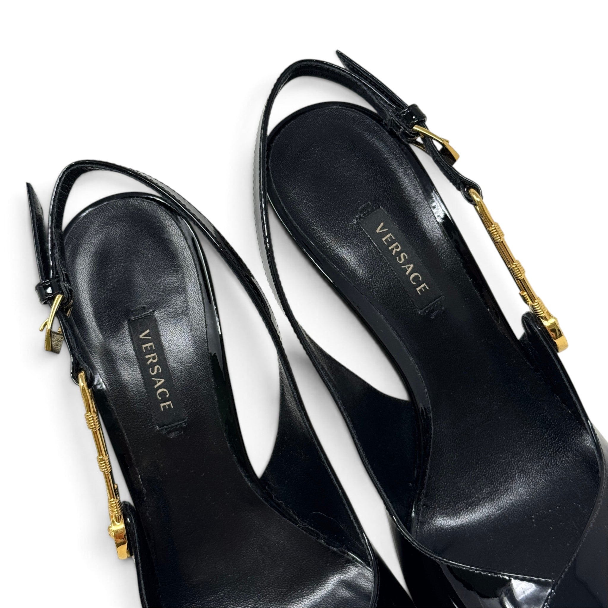Versace Black Safety Pin Pumps 39