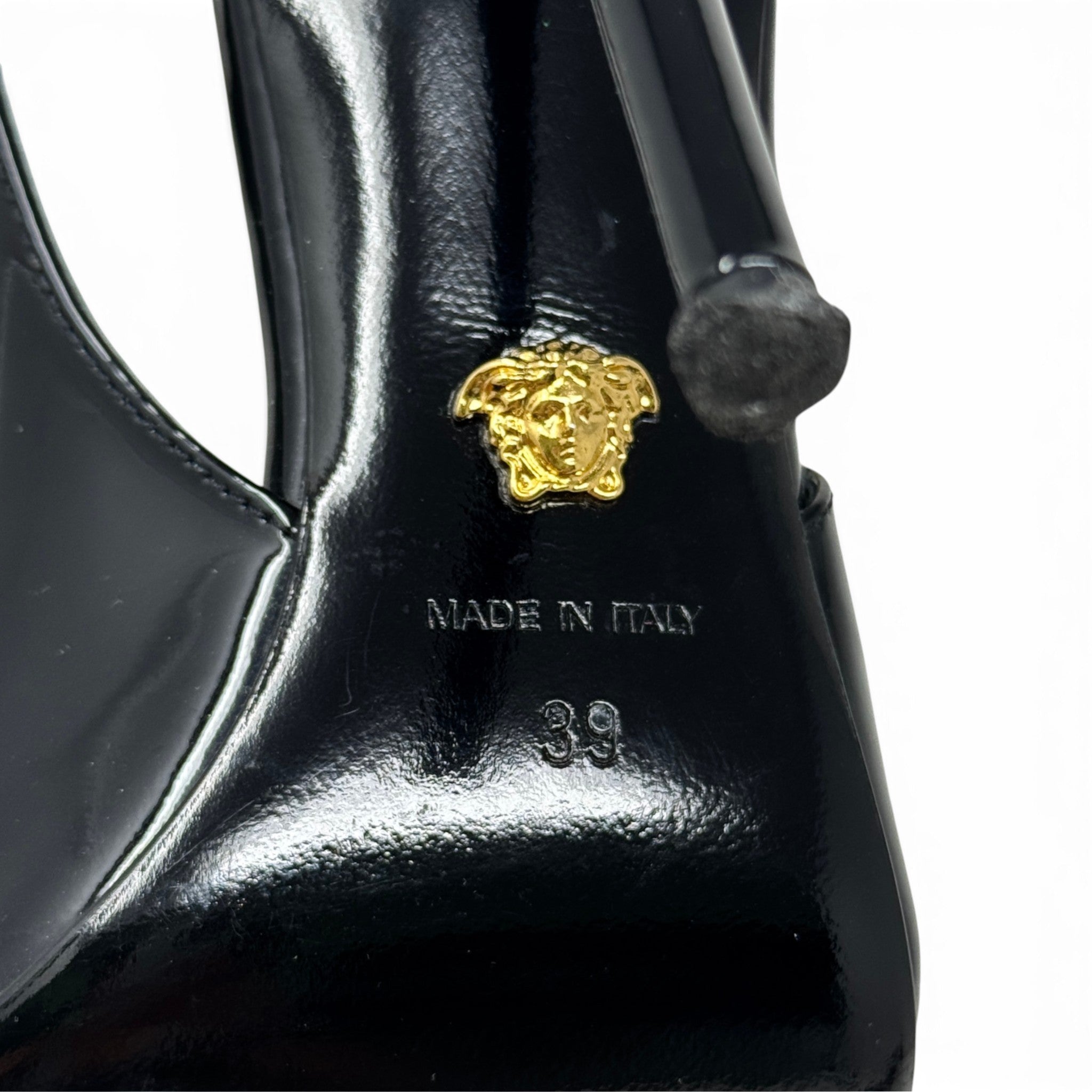 Versace Black Safety Pin Pumps 39