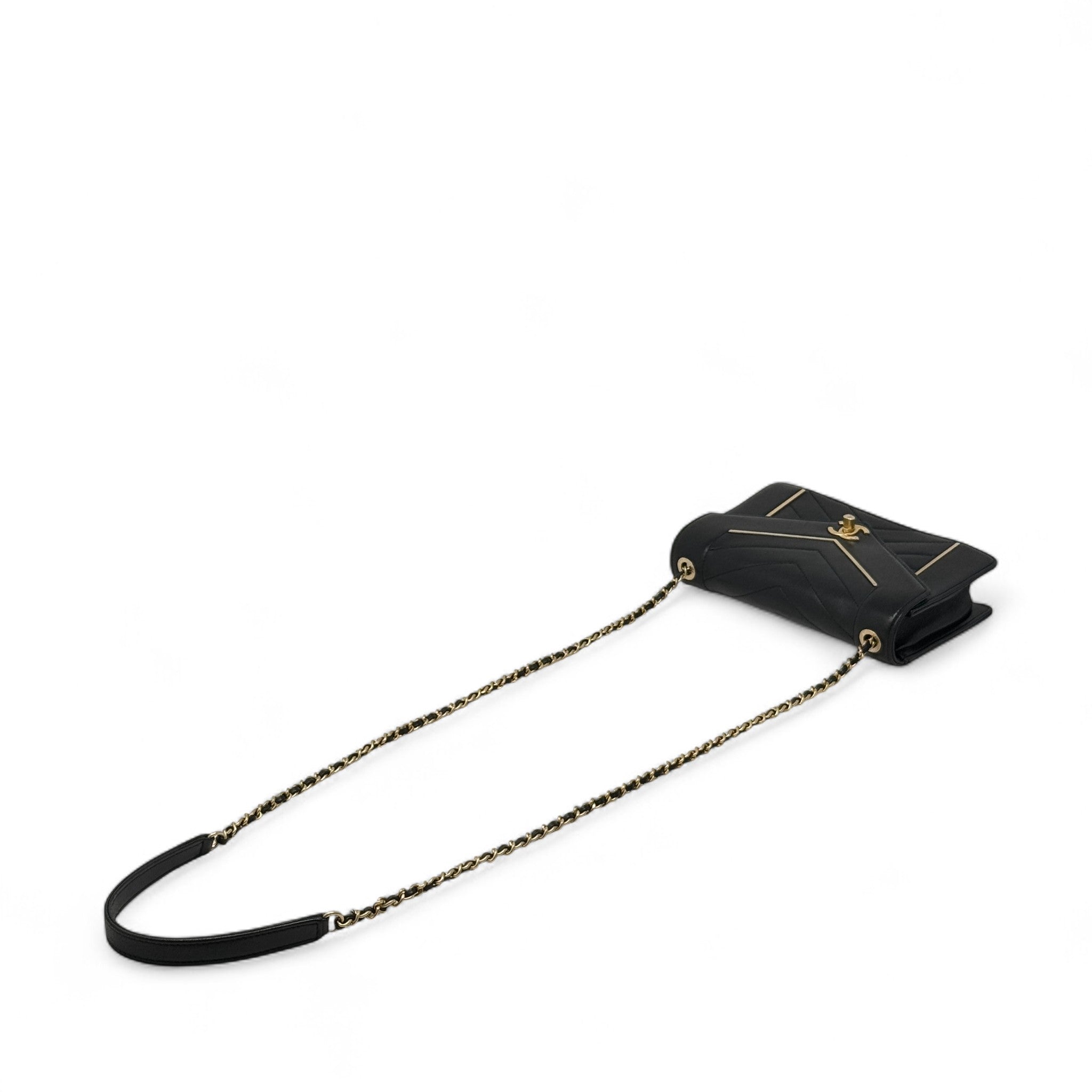 Chanel Black Medium Reverse Chevron Flap