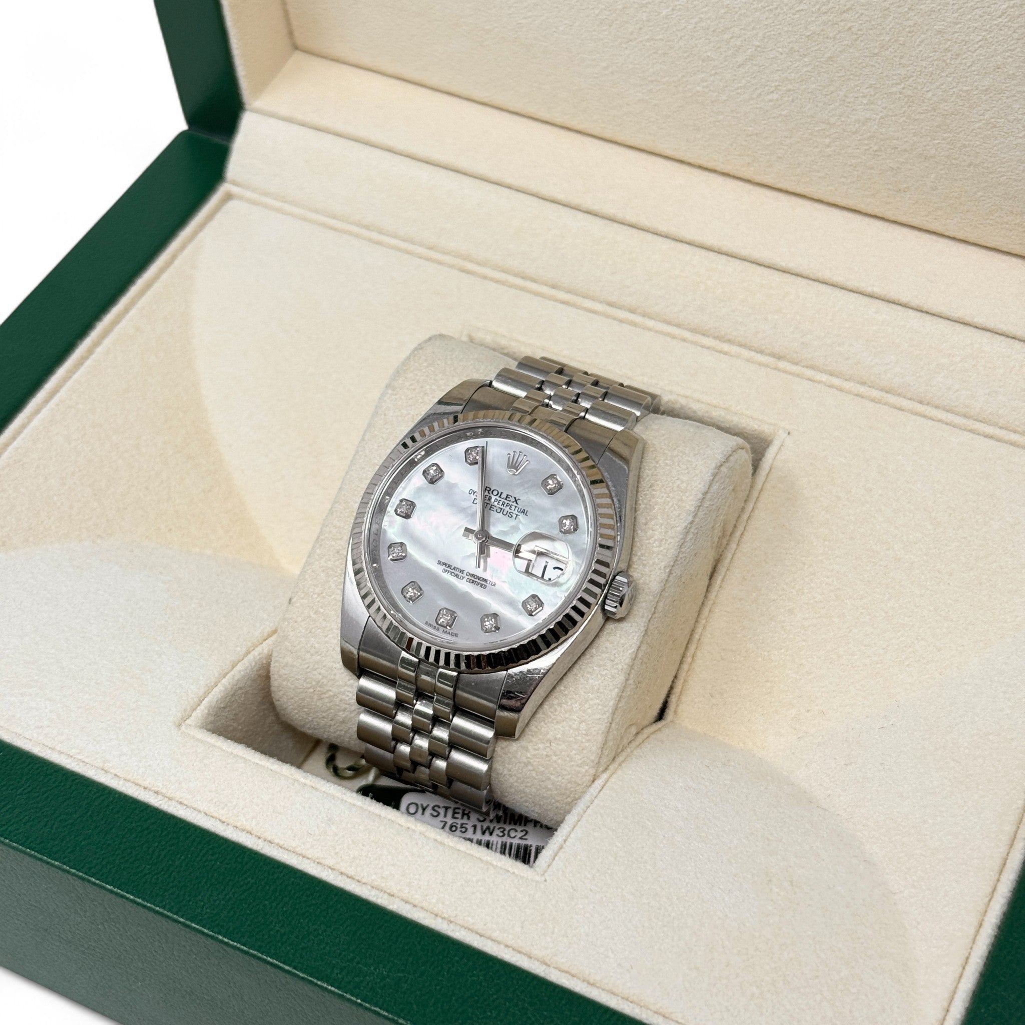 Rolex Stainless Steel Mother of Pearl Datejust 36mm