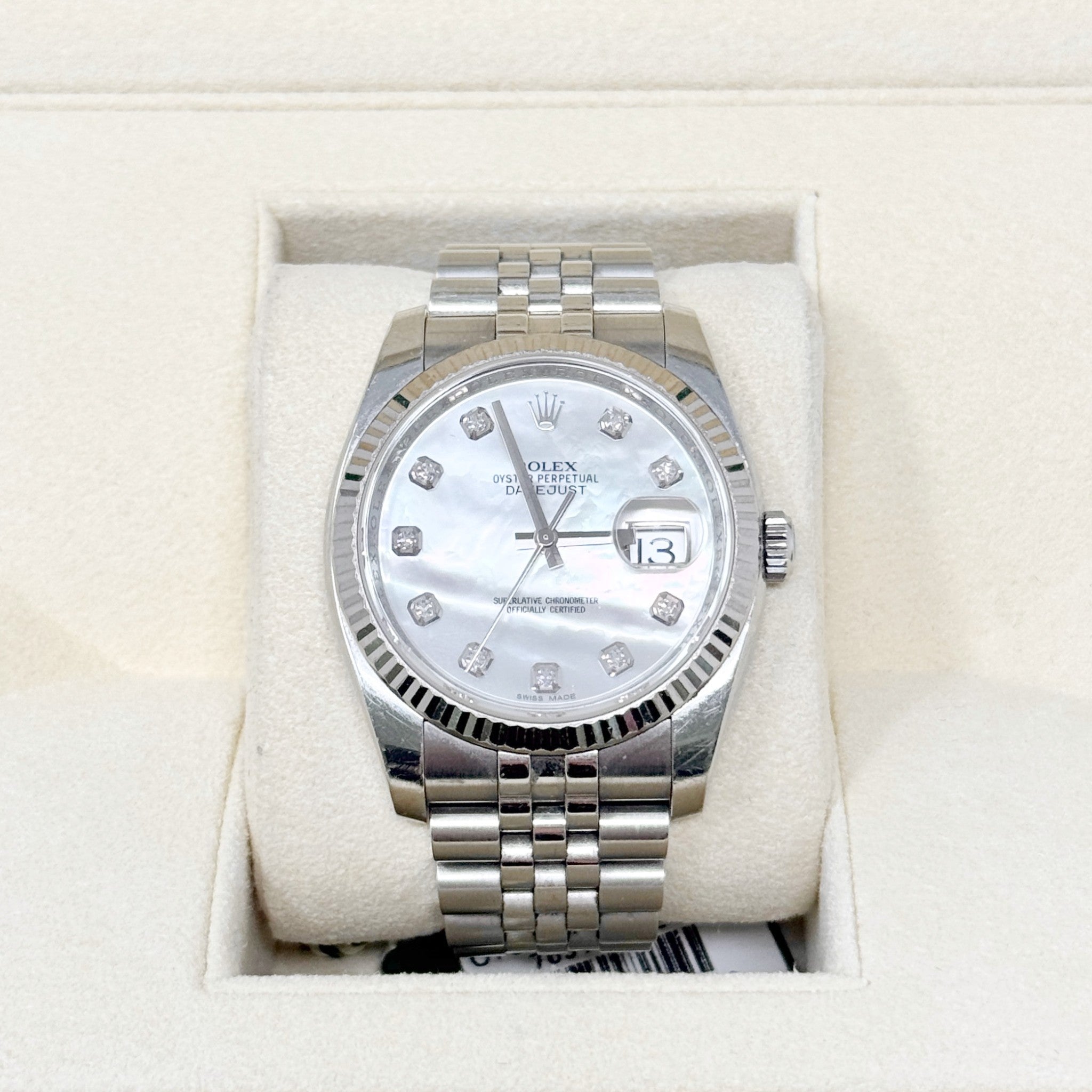 Rolex Stainless Steel Mother of Pearl Datejust 36mm