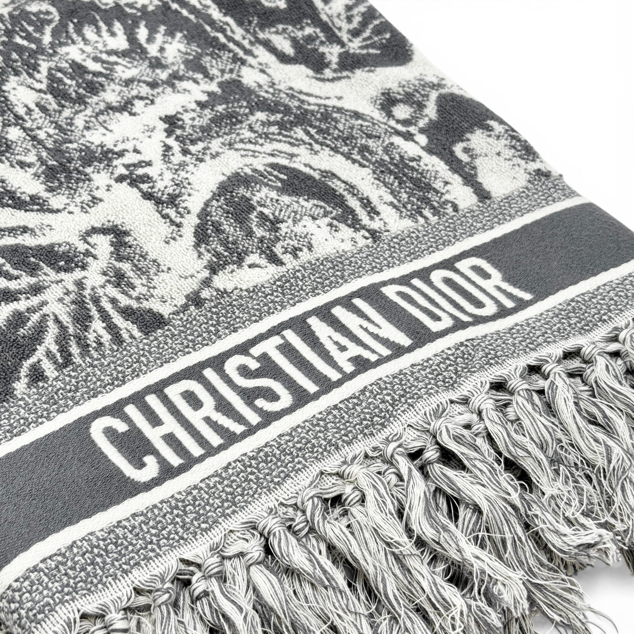 Dior Grey Toile de Jouy Reverse Beach Towel
