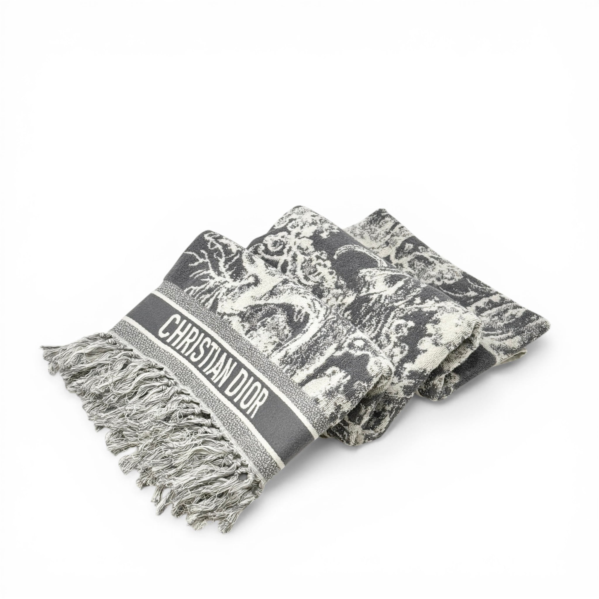 Dior Grey Toile de Jouy Reverse Beach Towel