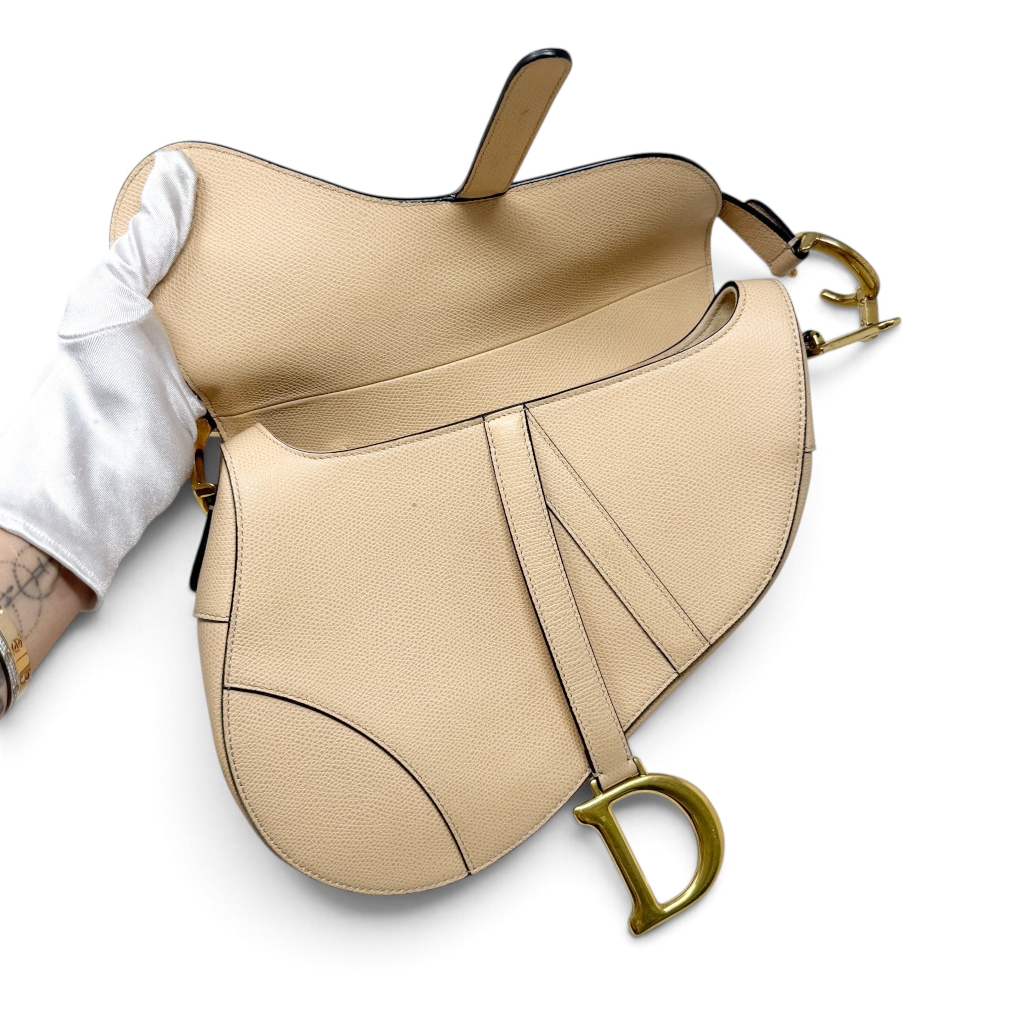 Dior Beige Medium Saddle Bag