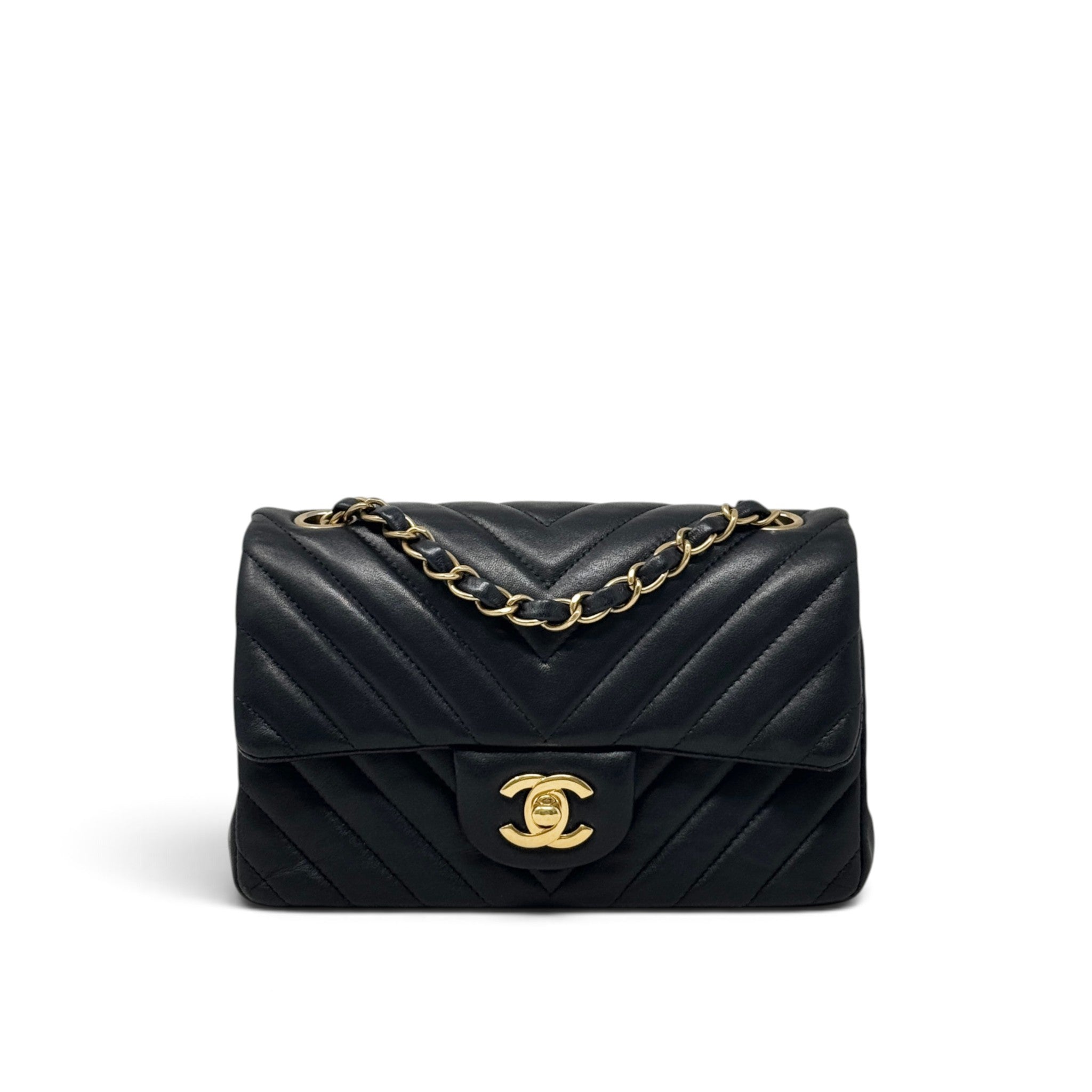 Chanel Black Chevron Mini Classic Flap