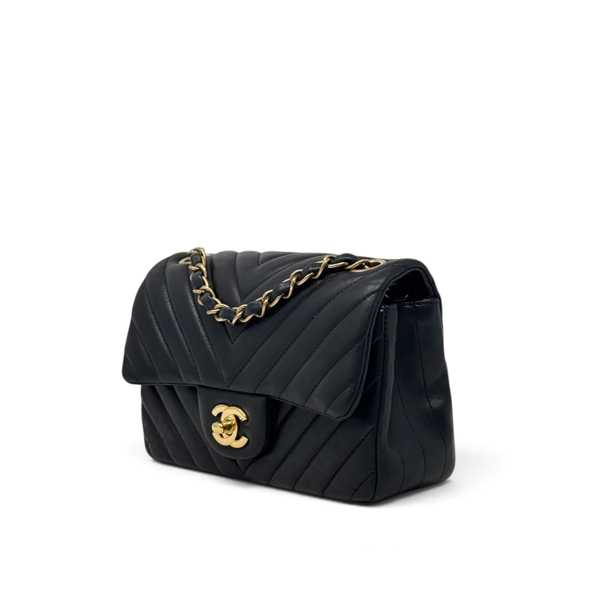 Chanel Black Chevron Mini Classic Flap