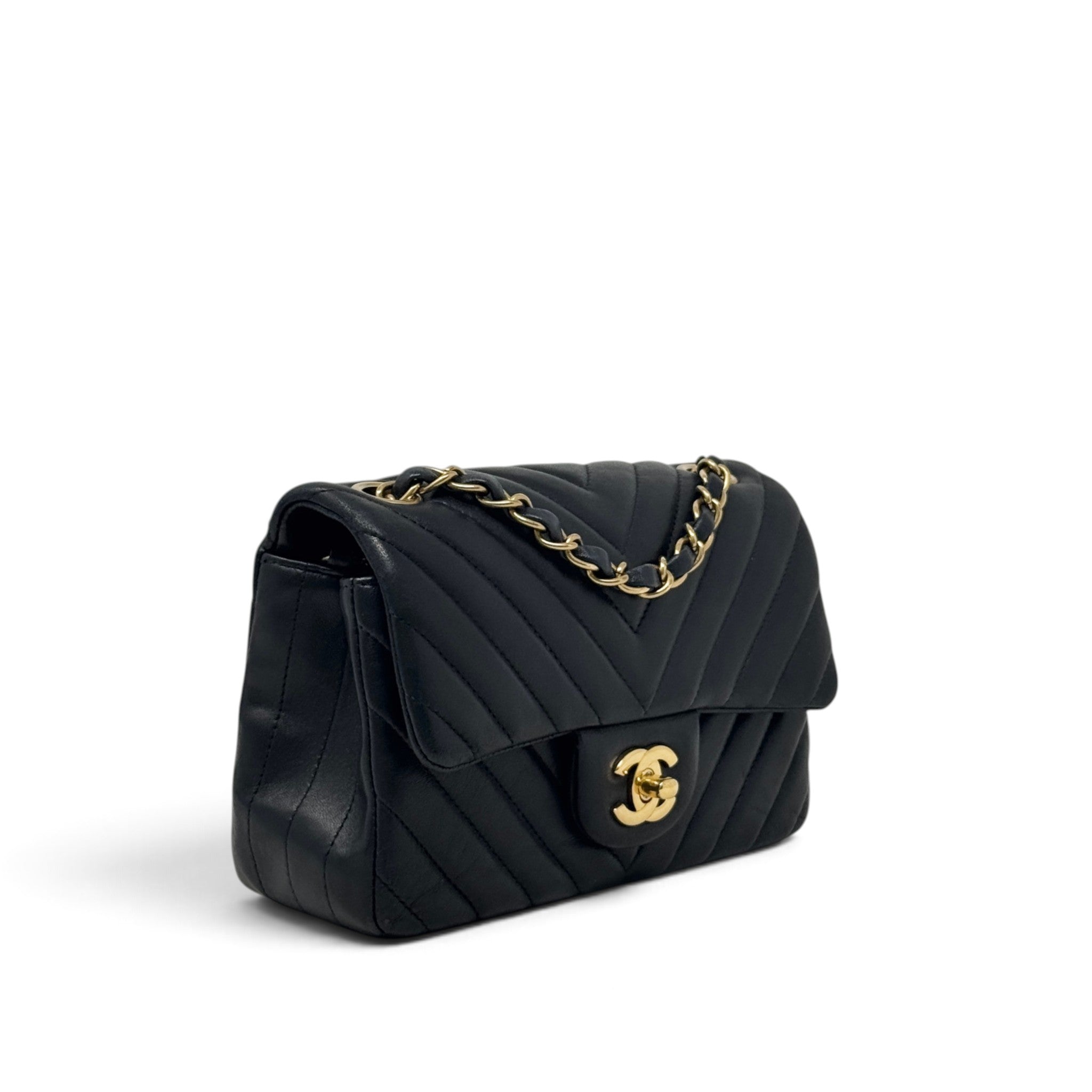 Chanel Black Chevron Mini Classic Flap