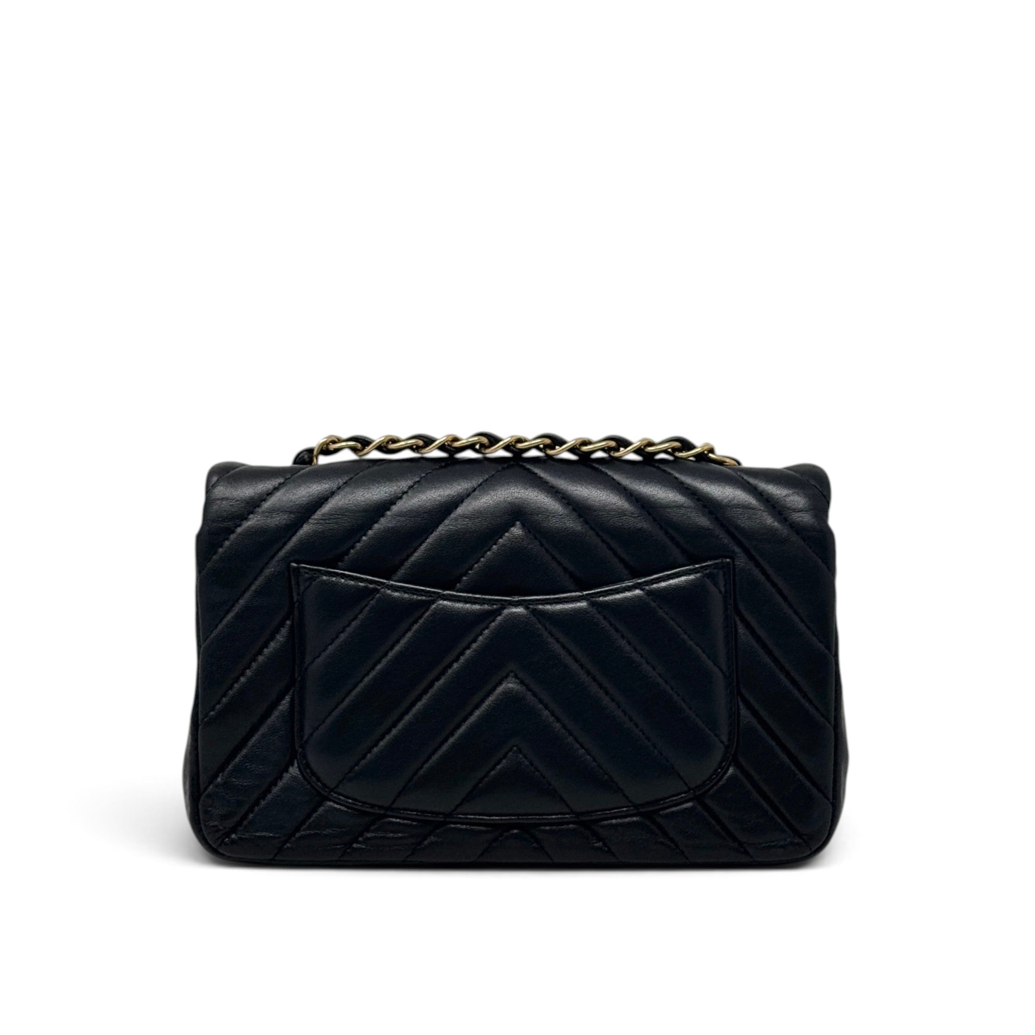 Chanel Black Chevron Mini Classic Flap