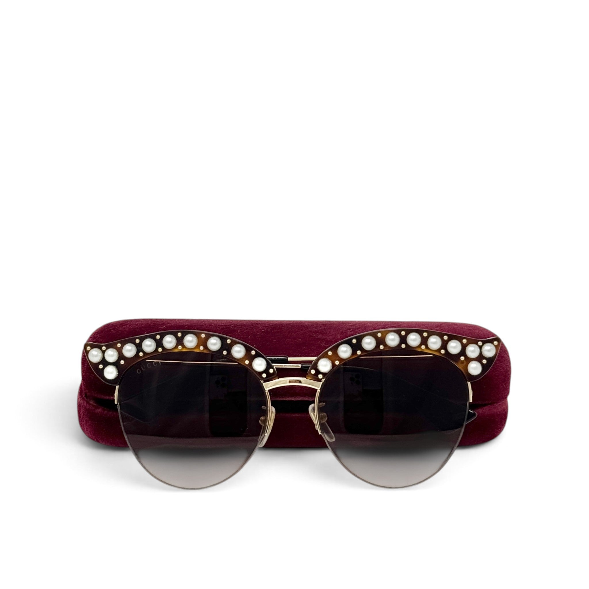 Gucci Tortoise Pearl Cat Eye Sunglasses