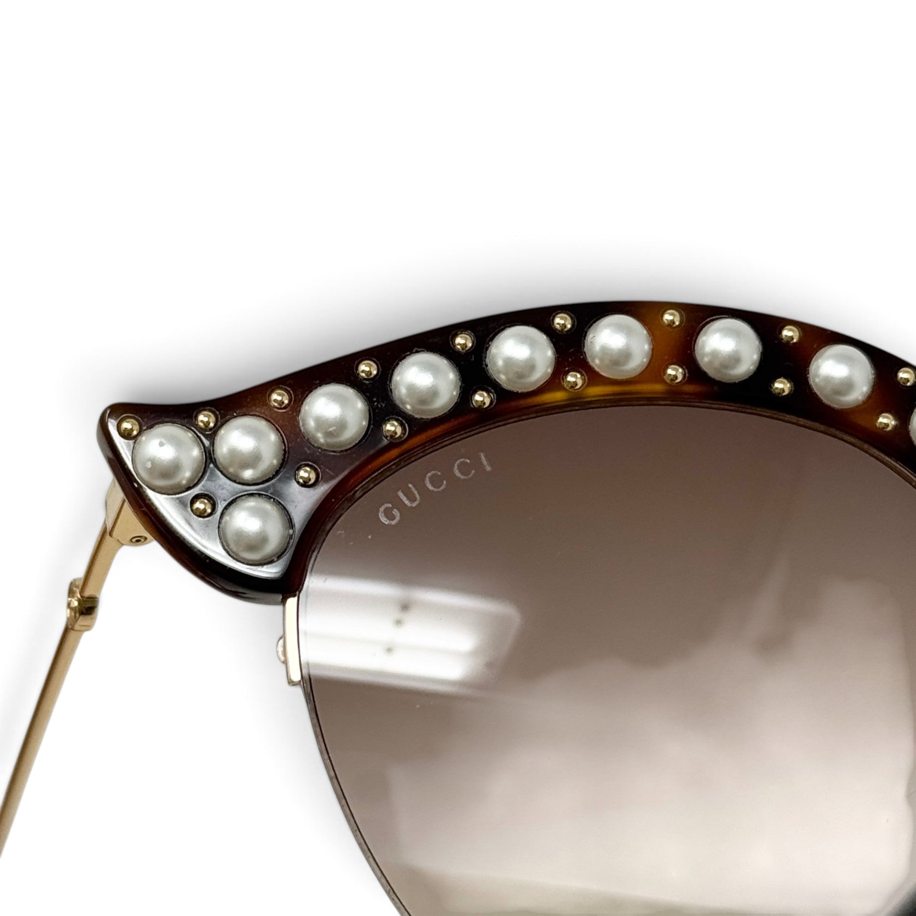 Gucci Tortoise Pearl Cat Eye Sunglasses