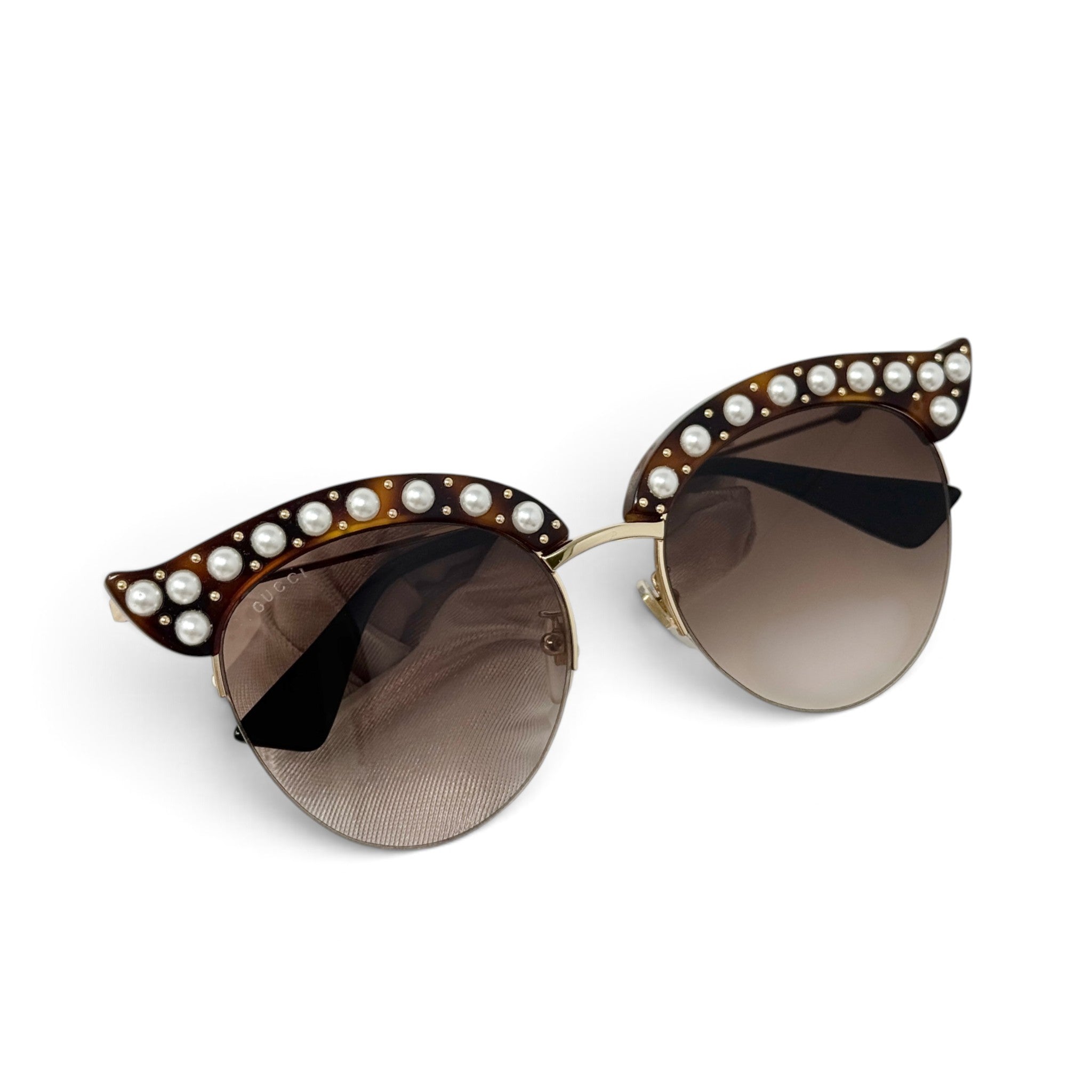 Gucci Tortoise Pearl Cat Eye Sunglasses