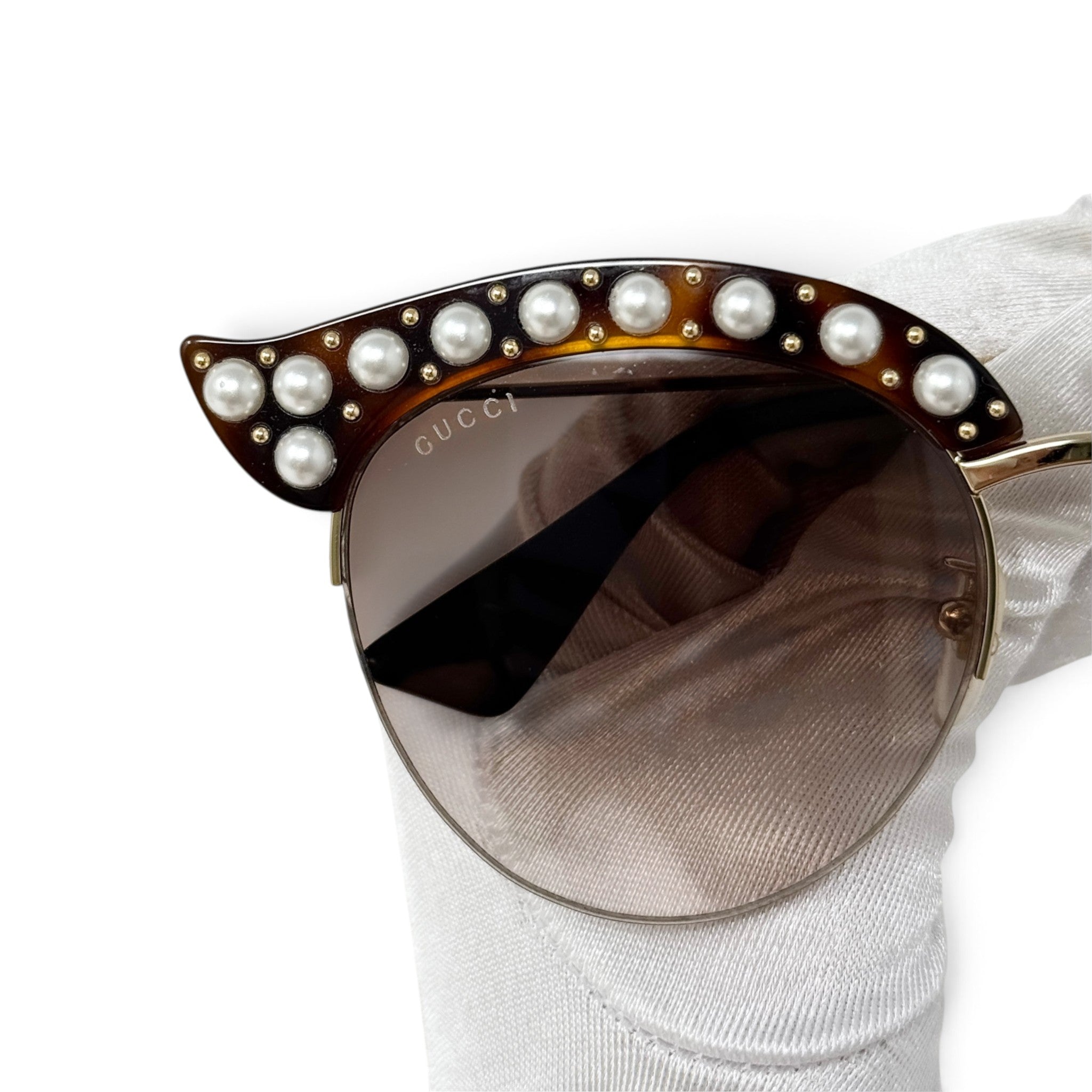 Gucci Tortoise Pearl Cat Eye Sunglasses