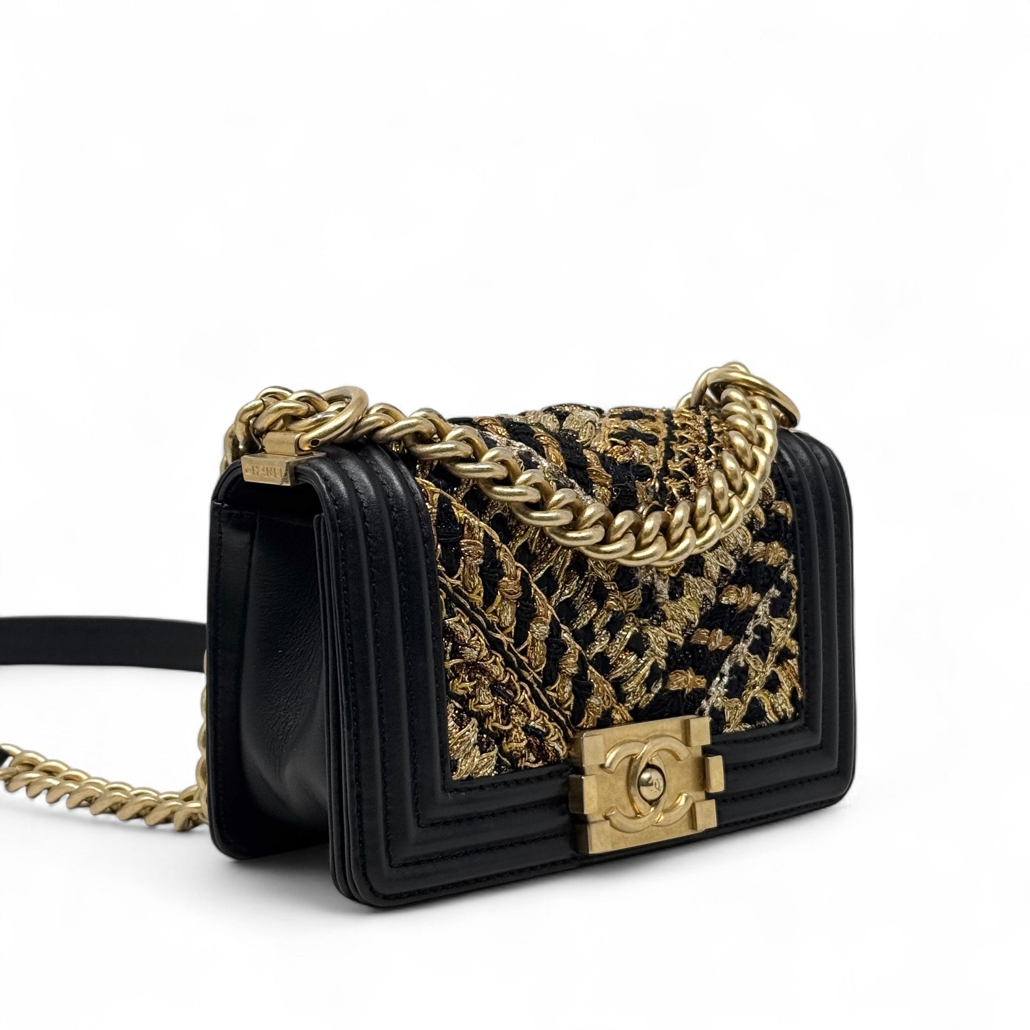 Chanel Black Tweed Small Boy Bag