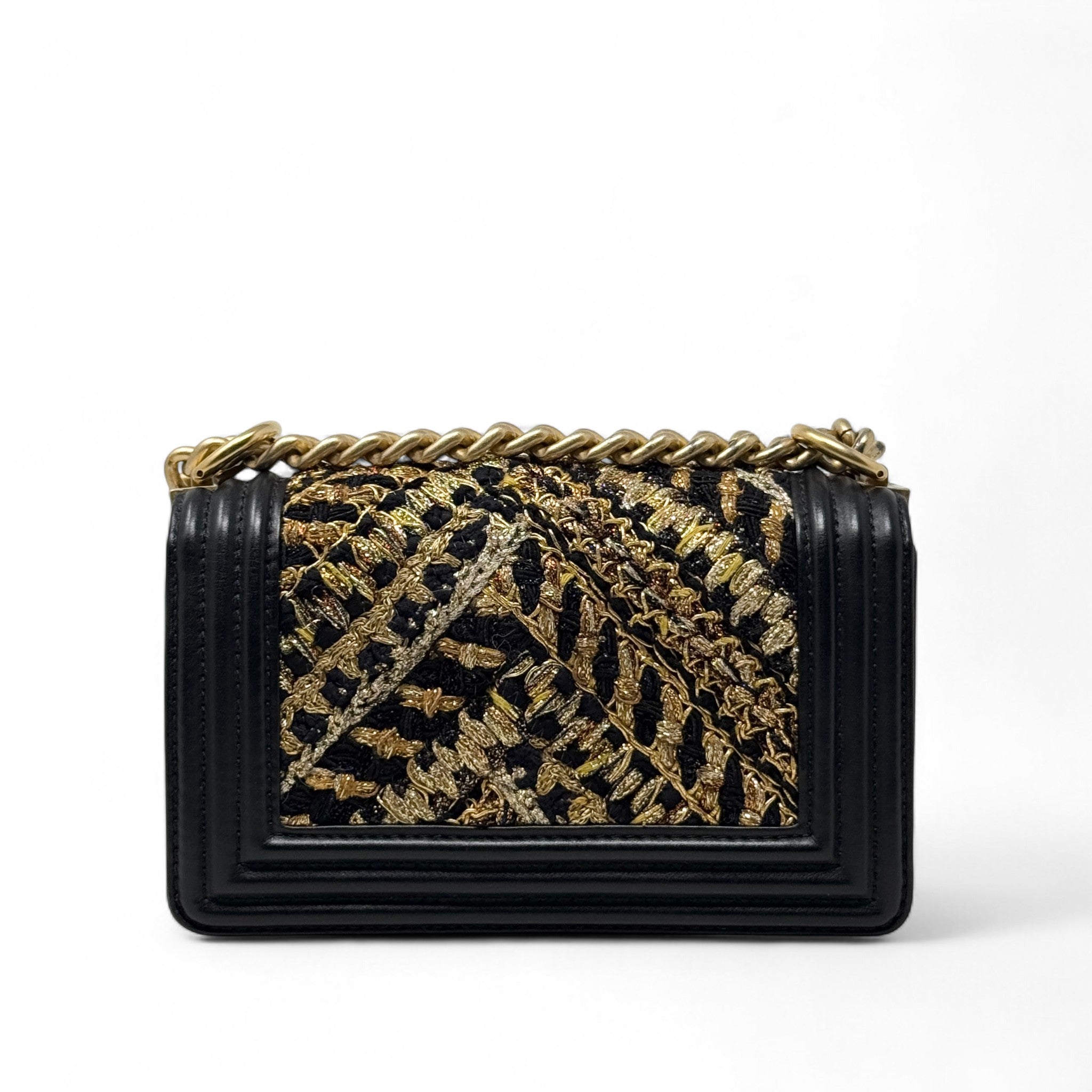Chanel Black Tweed Small Boy Bag